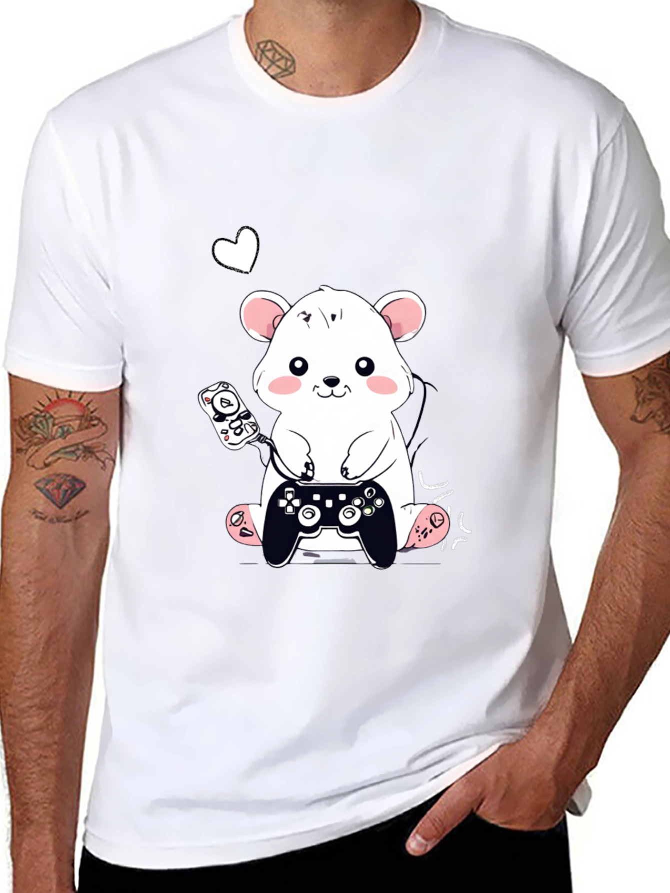 Cute Gaming Bear Graphic T-Shirt