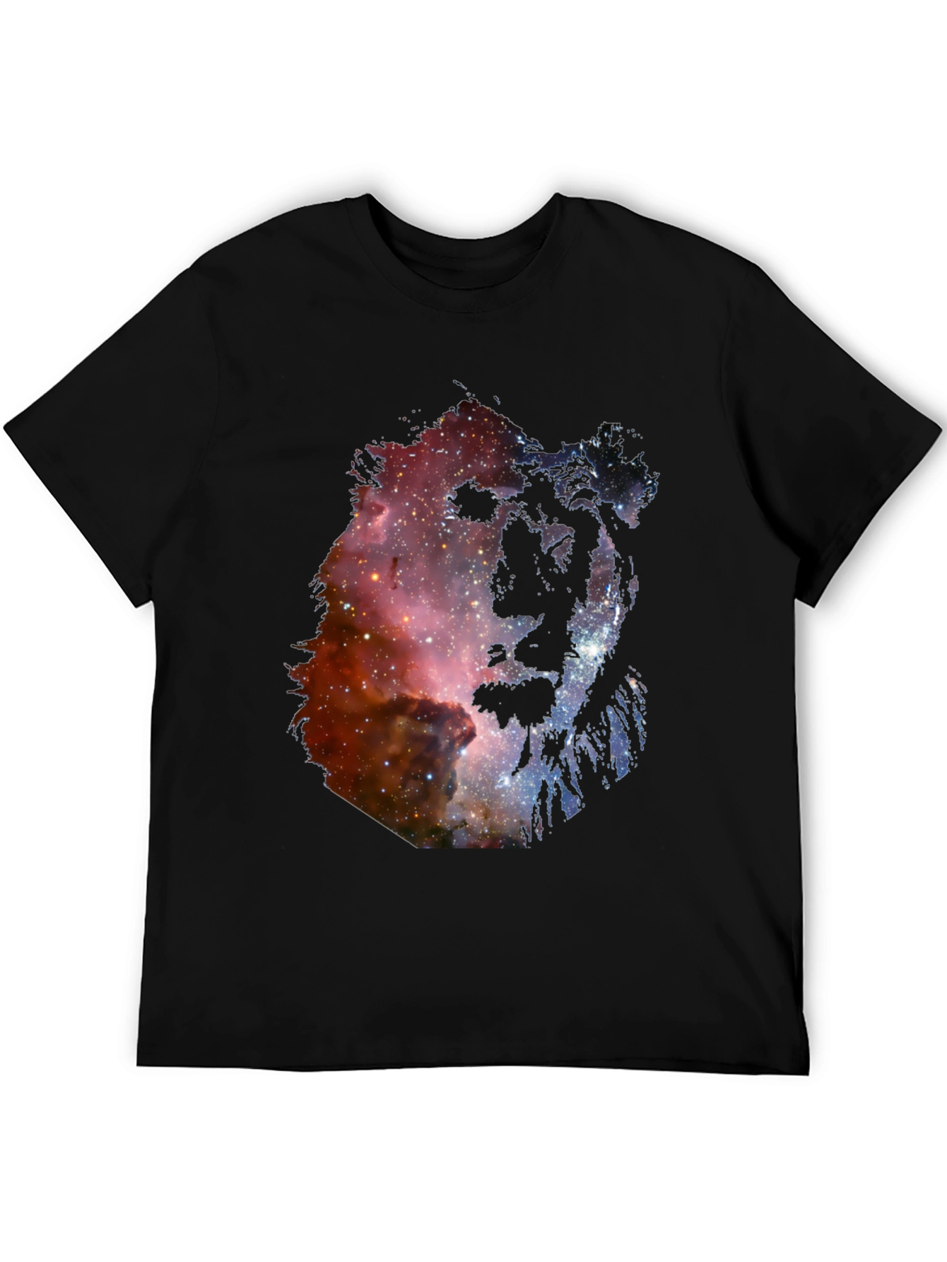 Galaxy Lion Graphic Tee - Unisex Black T-Shirt