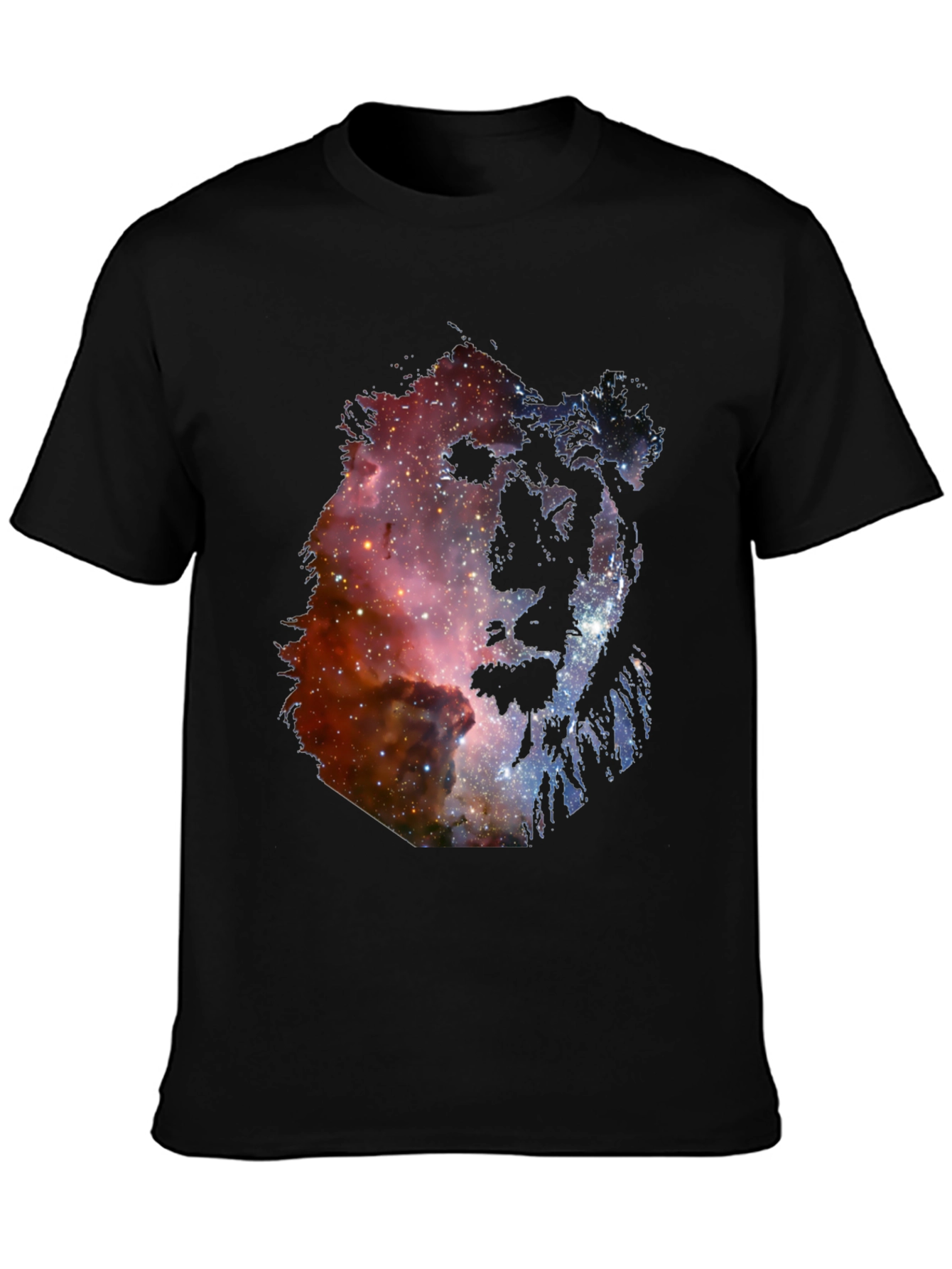 Galaxy Lion Graphic Tee - Unisex Black T-Shirt
