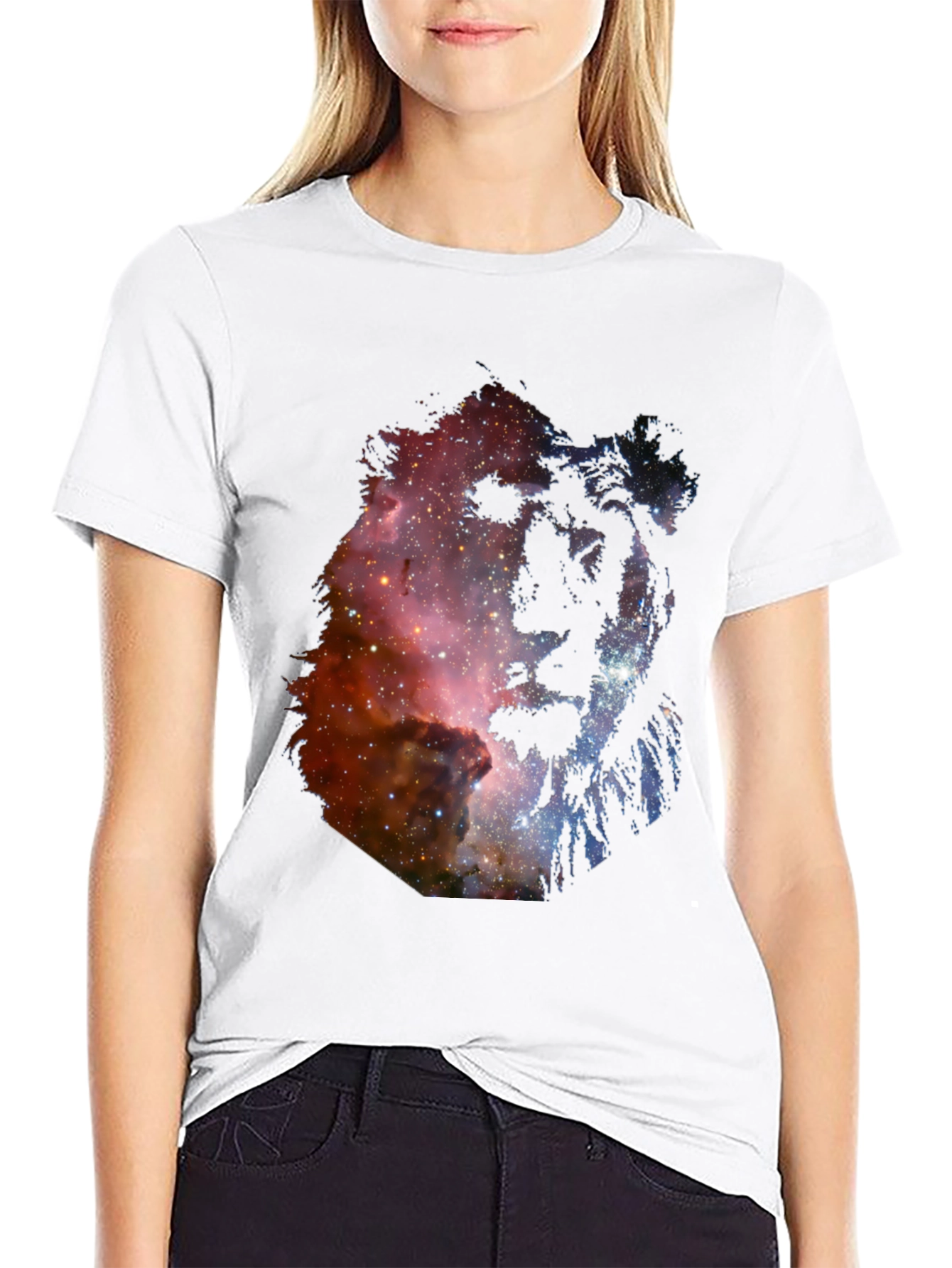 Galaxy Lion Graphic Tee - Unisex Black T-Shirt