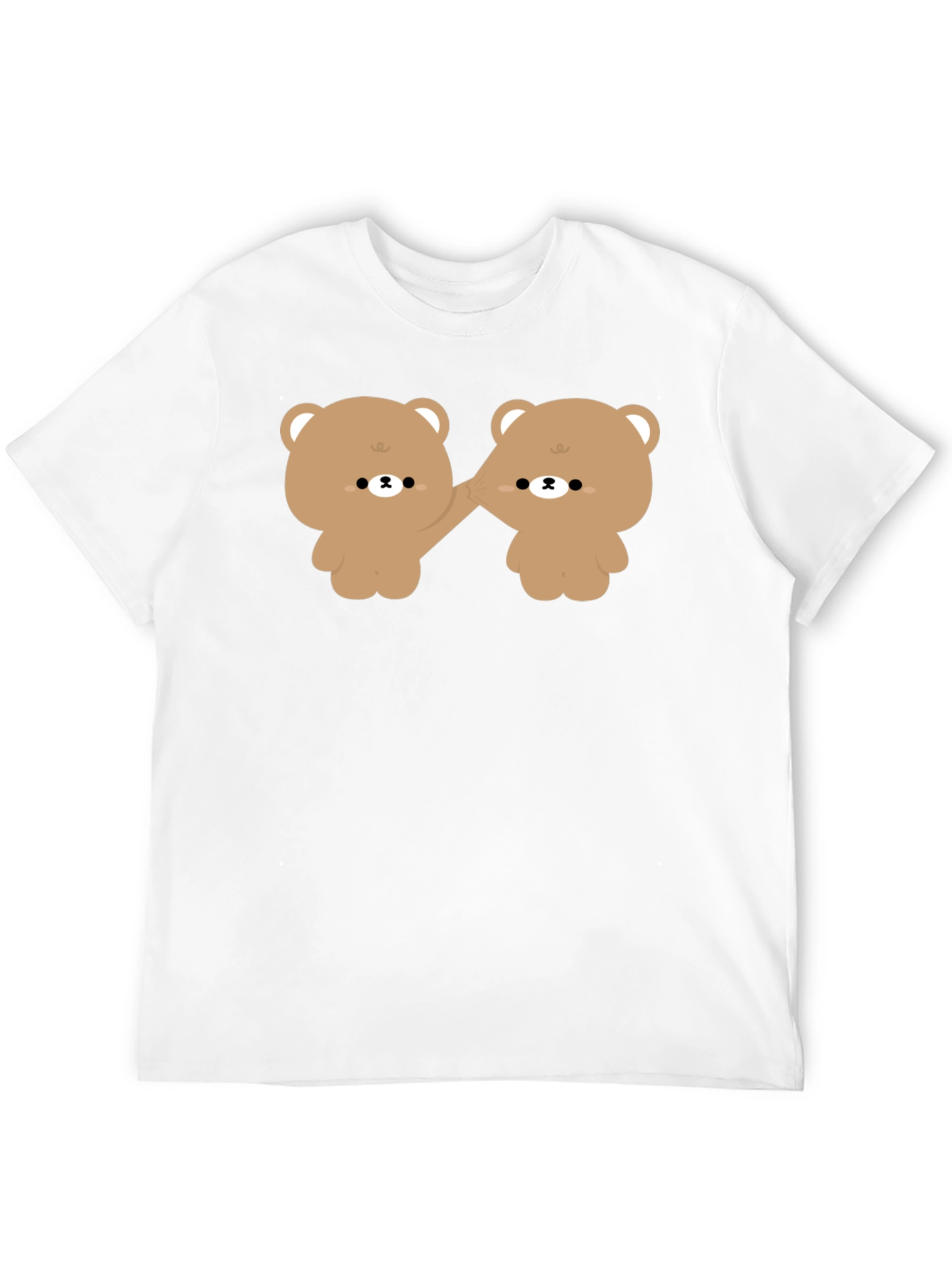 Cute Bears Holding Hands Black T-Shirt