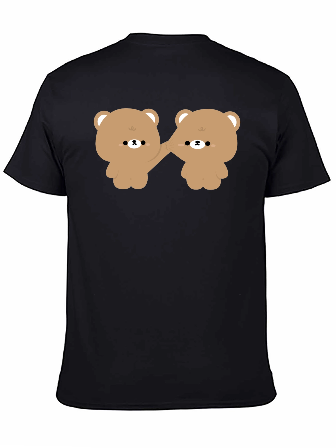 Cute Bears Holding Hands Black T-Shirt