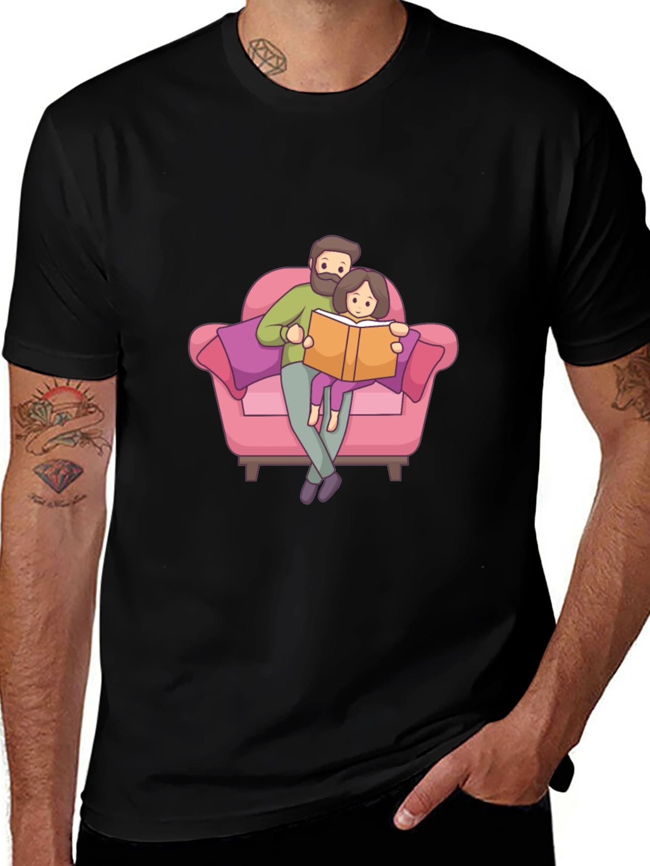 Dad & Daughter Reading Book T-Shirt