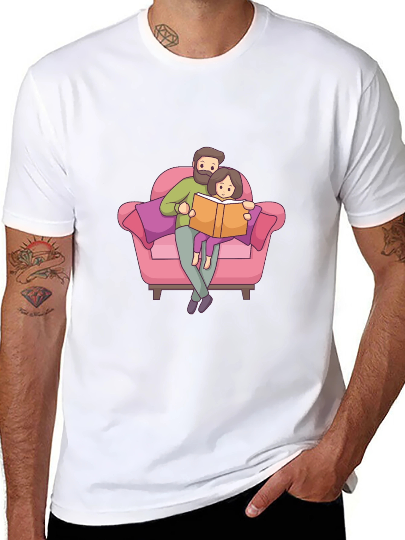 Dad & Daughter Reading Book T-Shirt