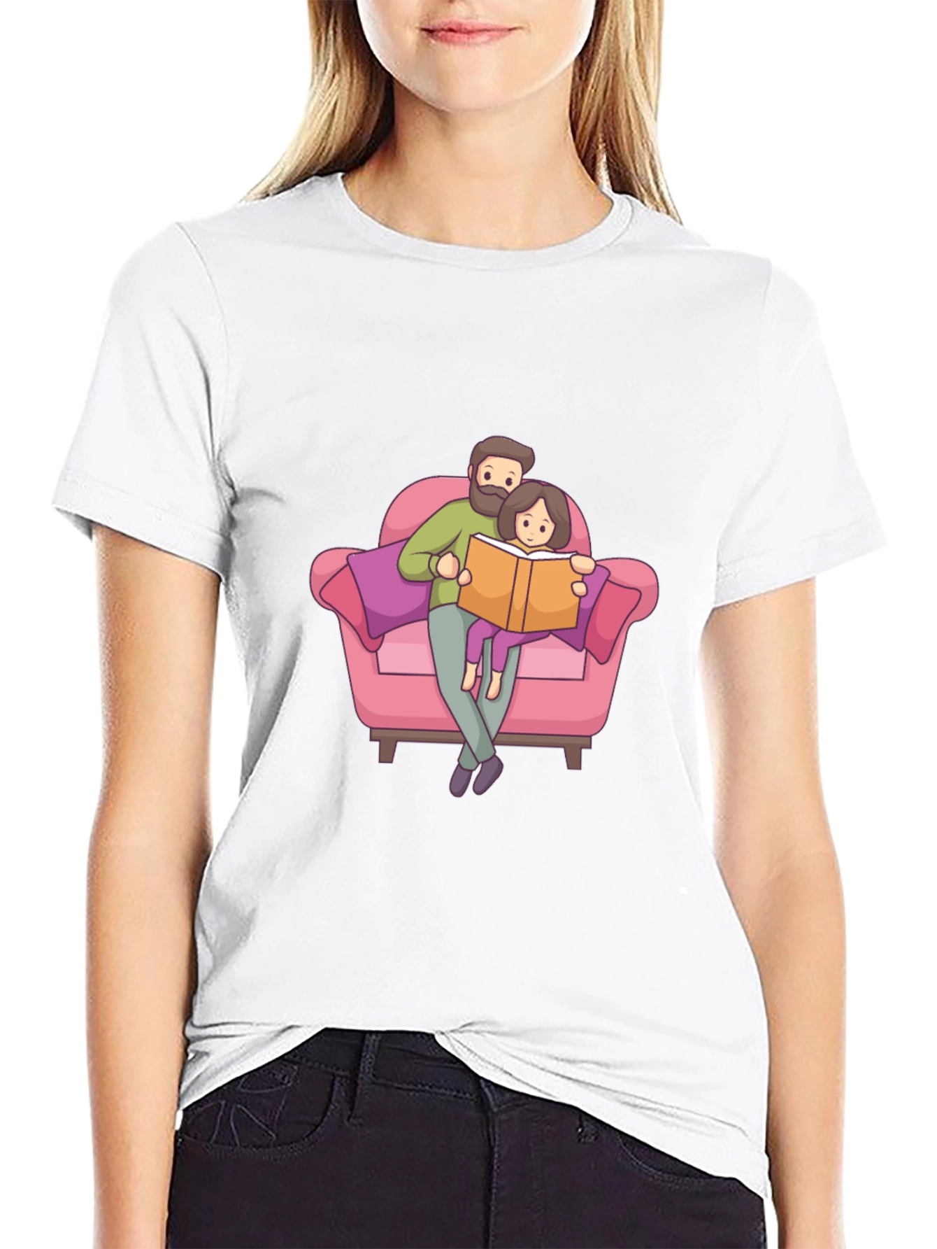 Dad & Daughter Reading Book T-Shirt