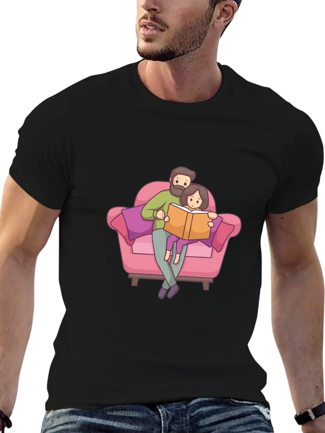 Dad & Daughter Reading Book T-Shirt