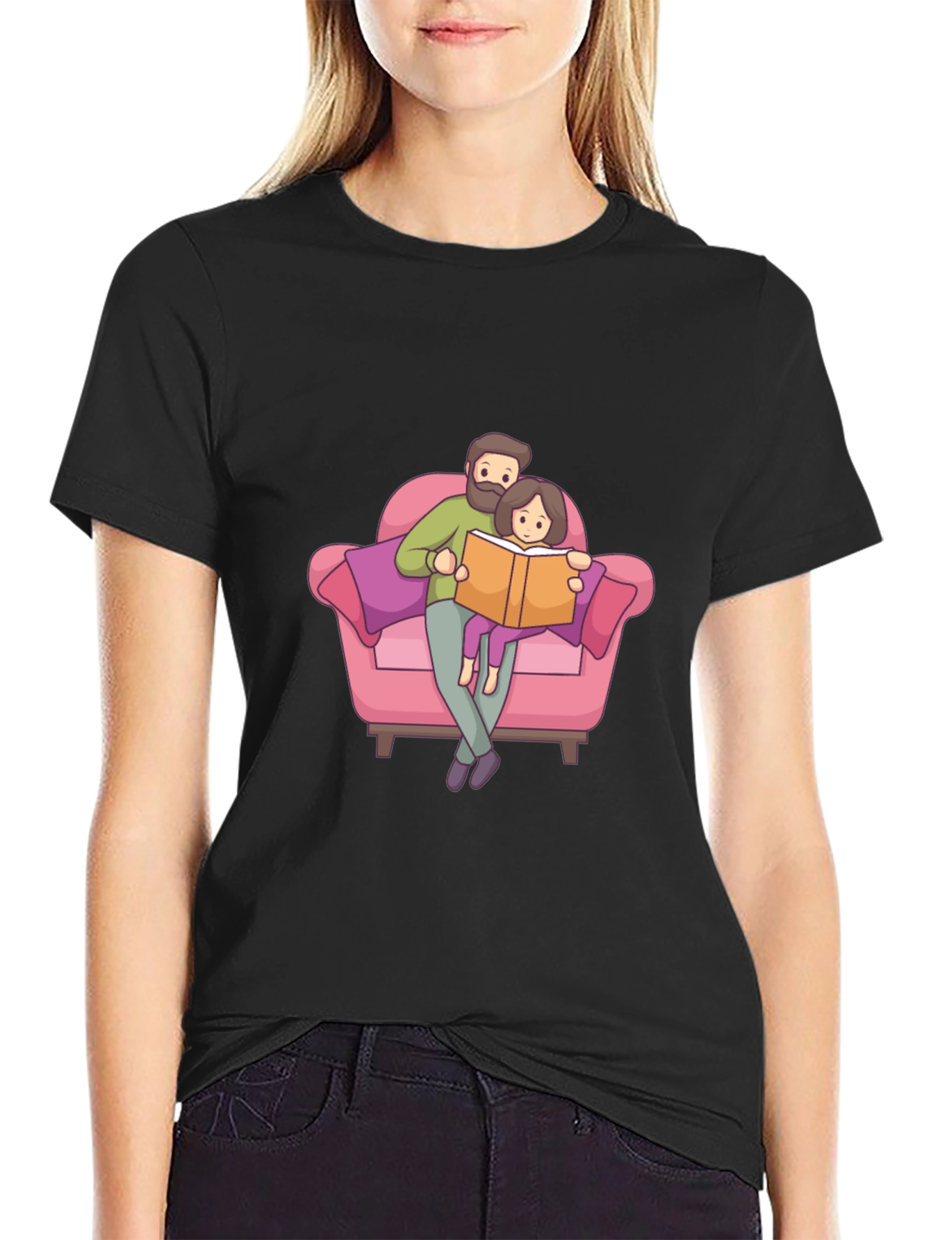 Dad & Daughter Reading Book T-Shirt