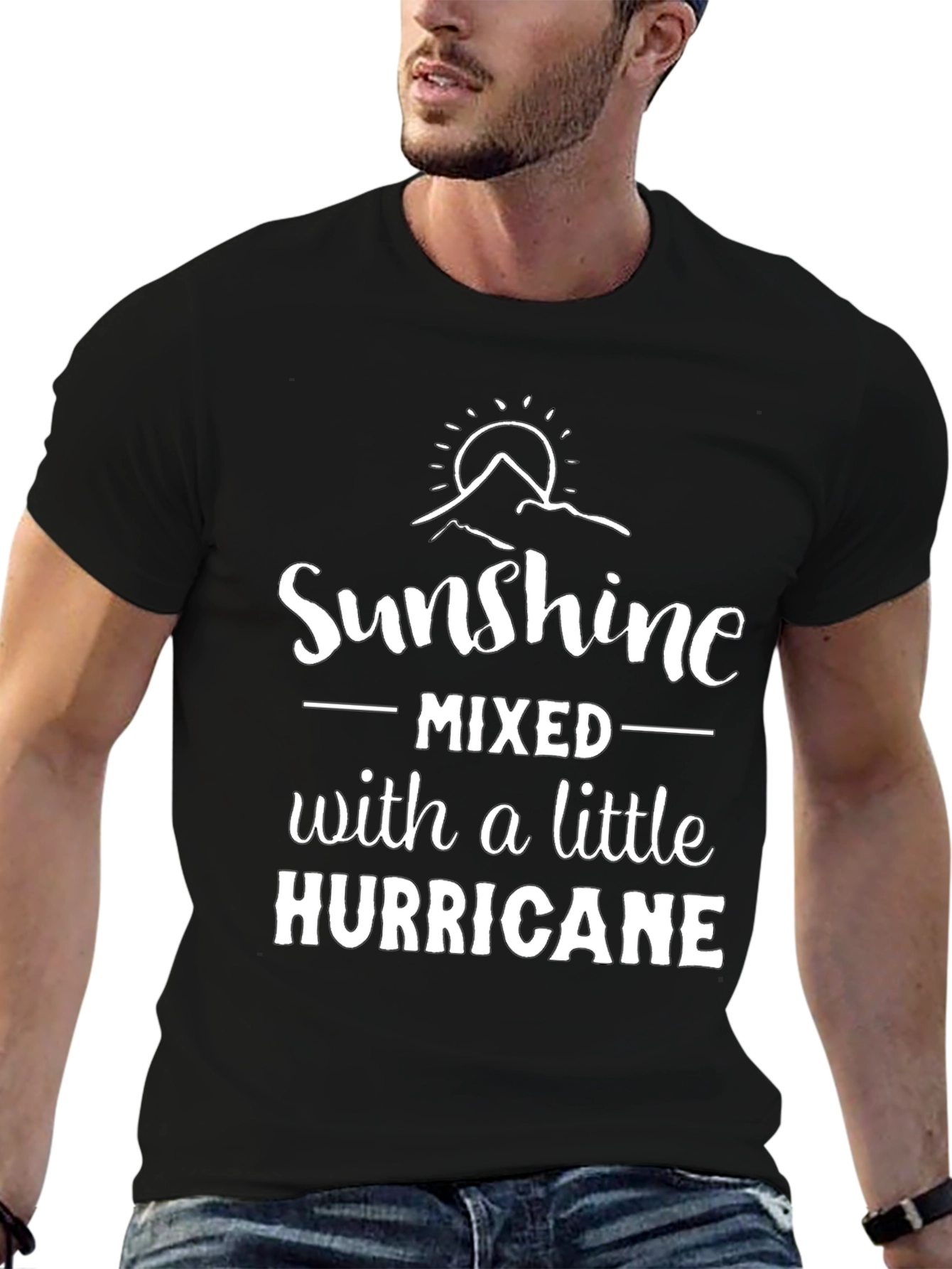 Sunshine Hurricane Graphic Tee - Black Casual Shirt