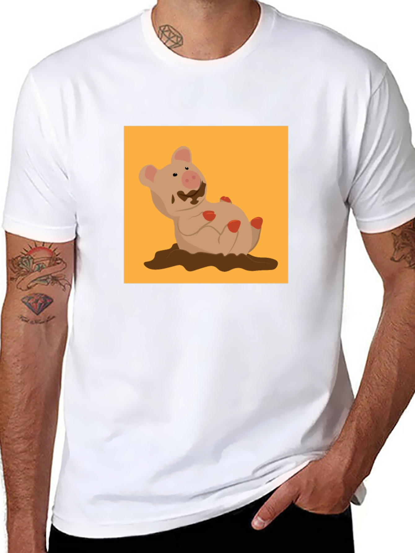 Muddy Pig Graphic Tee - Novelty Cartoon T-Shirt