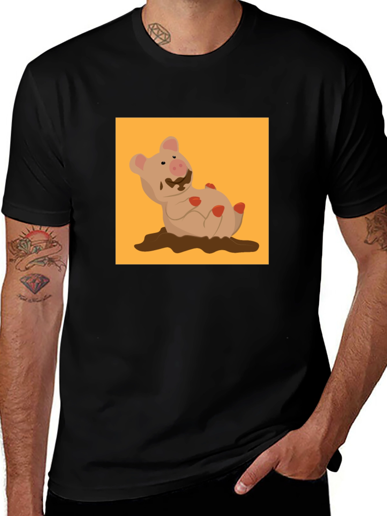 Muddy Pig Graphic Tee - Novelty Cartoon T-Shirt