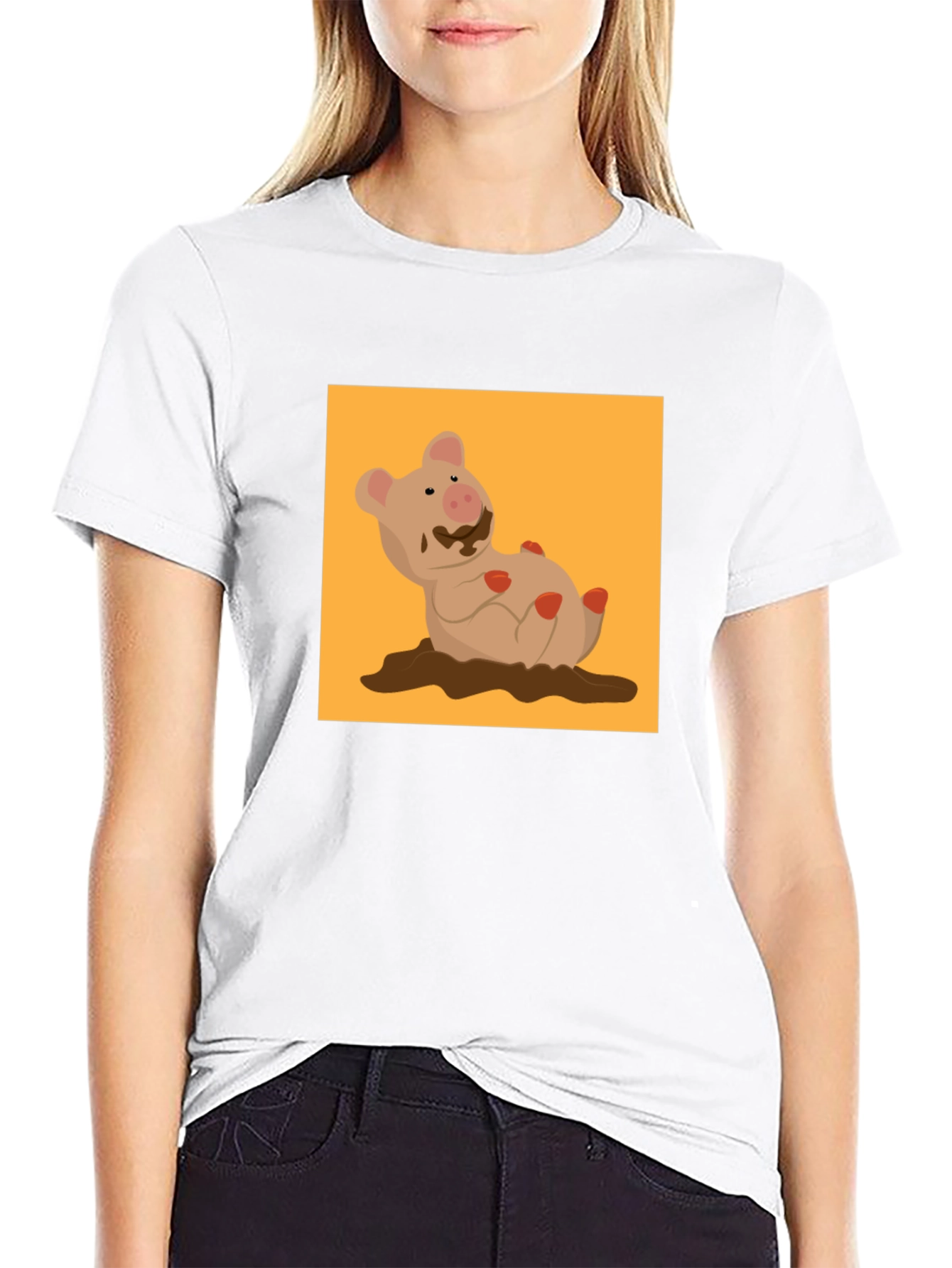 Muddy Pig Graphic Tee - Novelty Cartoon T-Shirt