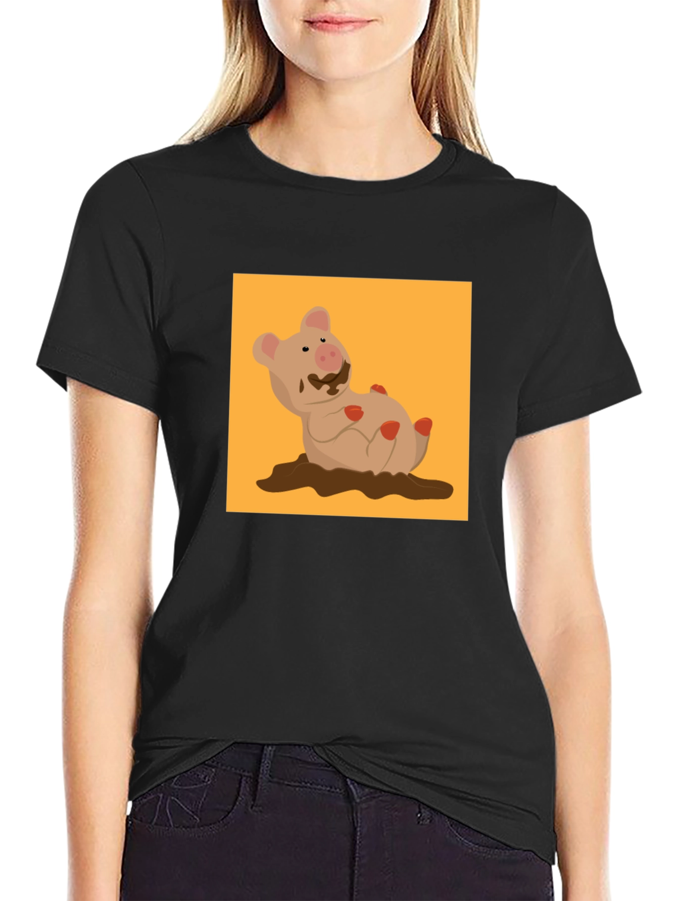 Muddy Pig Graphic Tee - Novelty Cartoon T-Shirt