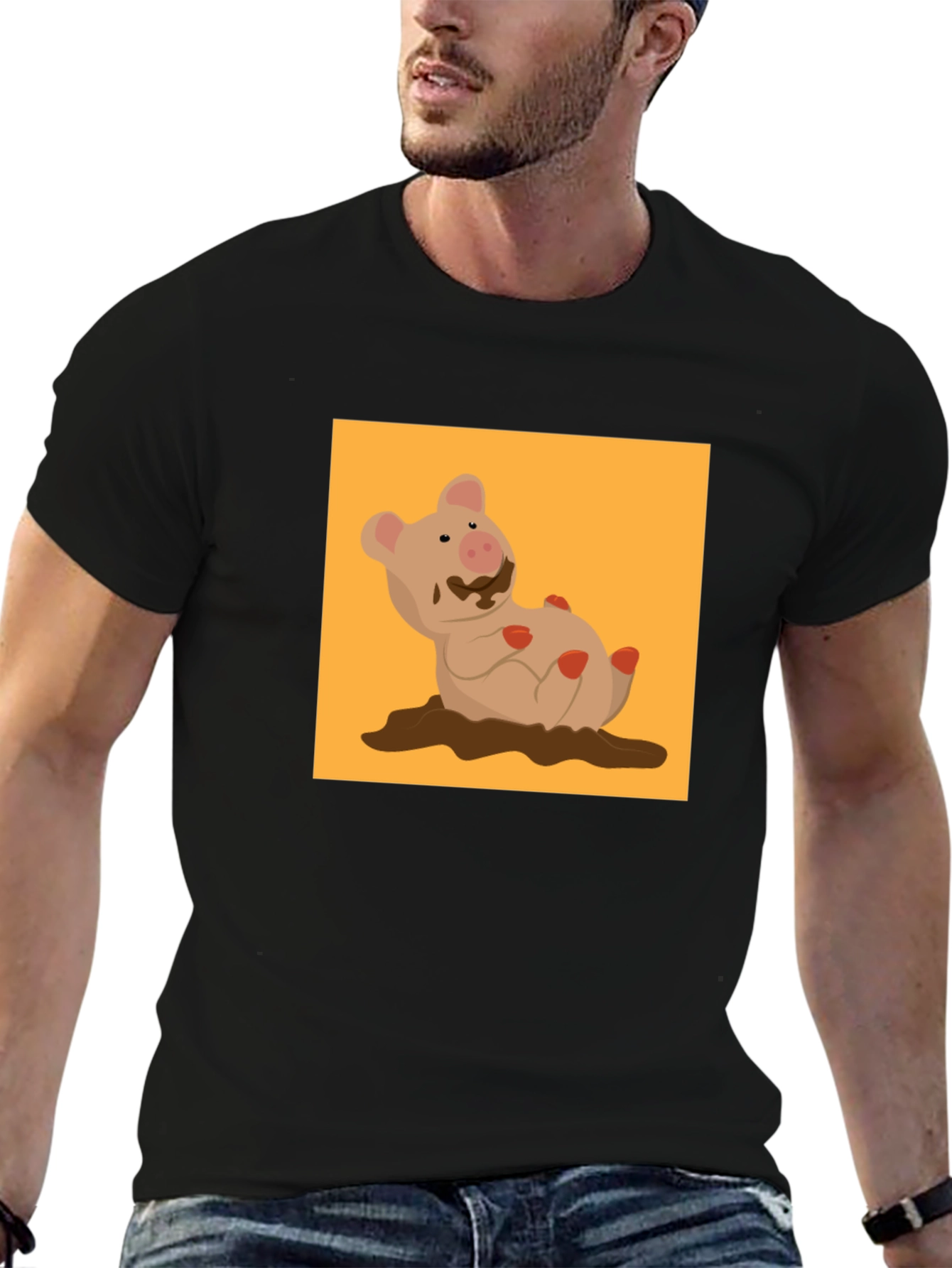 Muddy Pig Graphic Tee - Novelty Cartoon T-Shirt