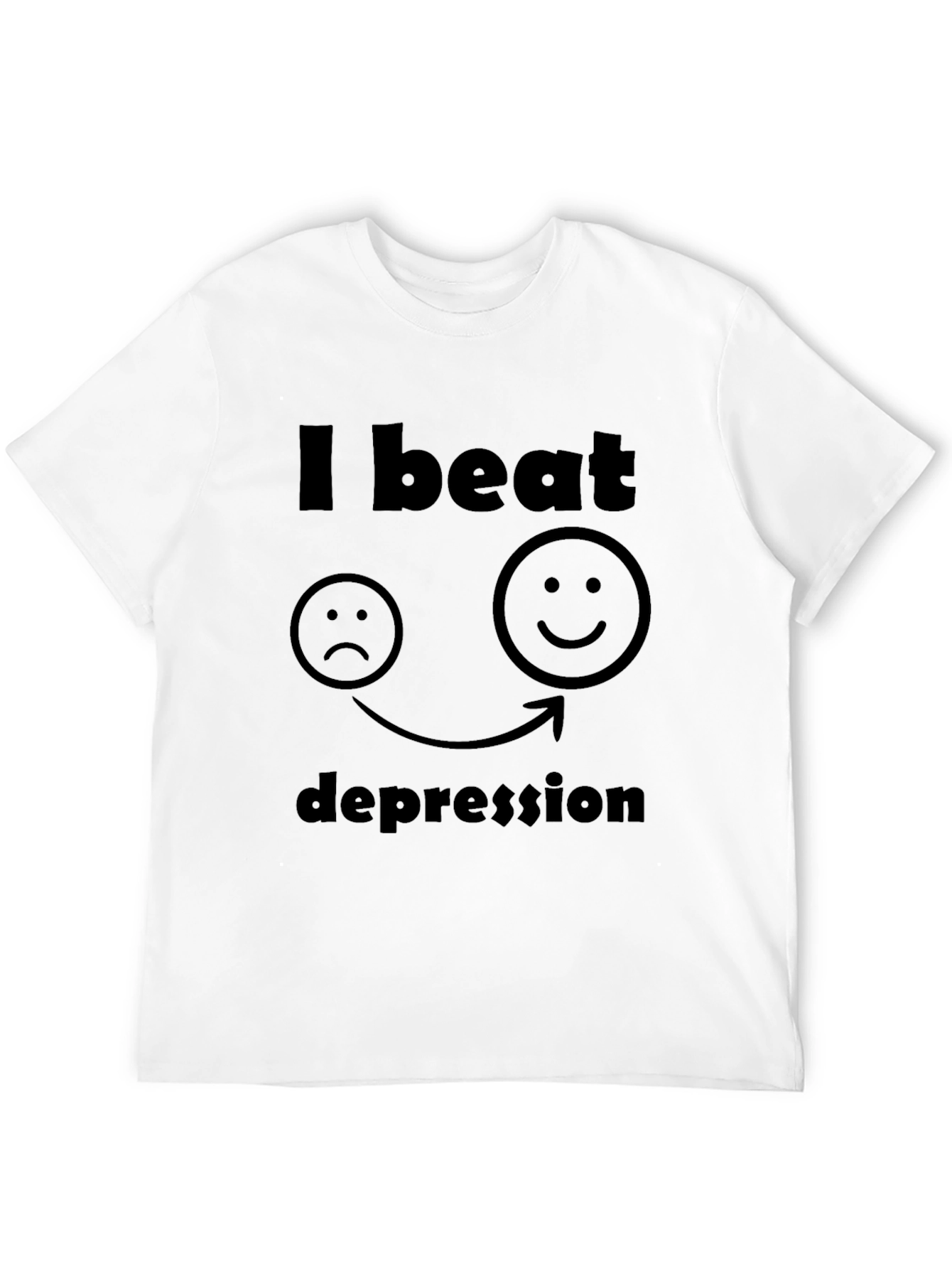 I Beat Depression T-Shirt - Black Graphic Tee