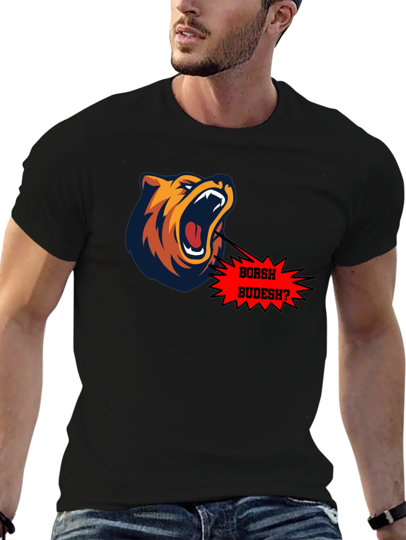 Borsh Budesh? Bear Graphic Black T-Shirt