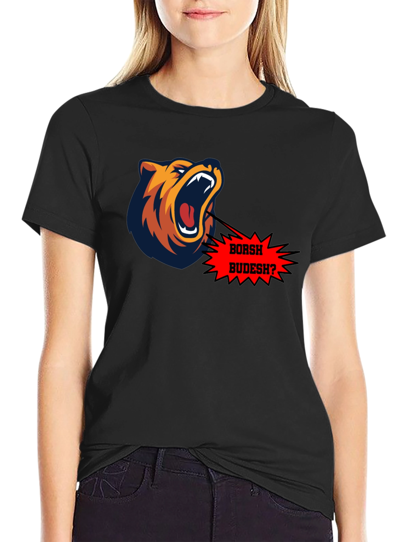 Borsh Budesh? Bear Graphic Black T-Shirt