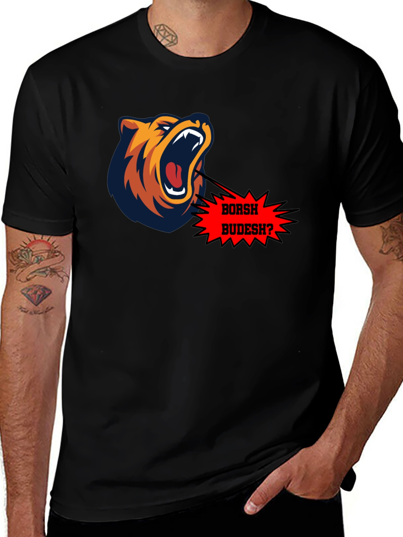 Borsh Budesh? Bear Graphic Black T-Shirt