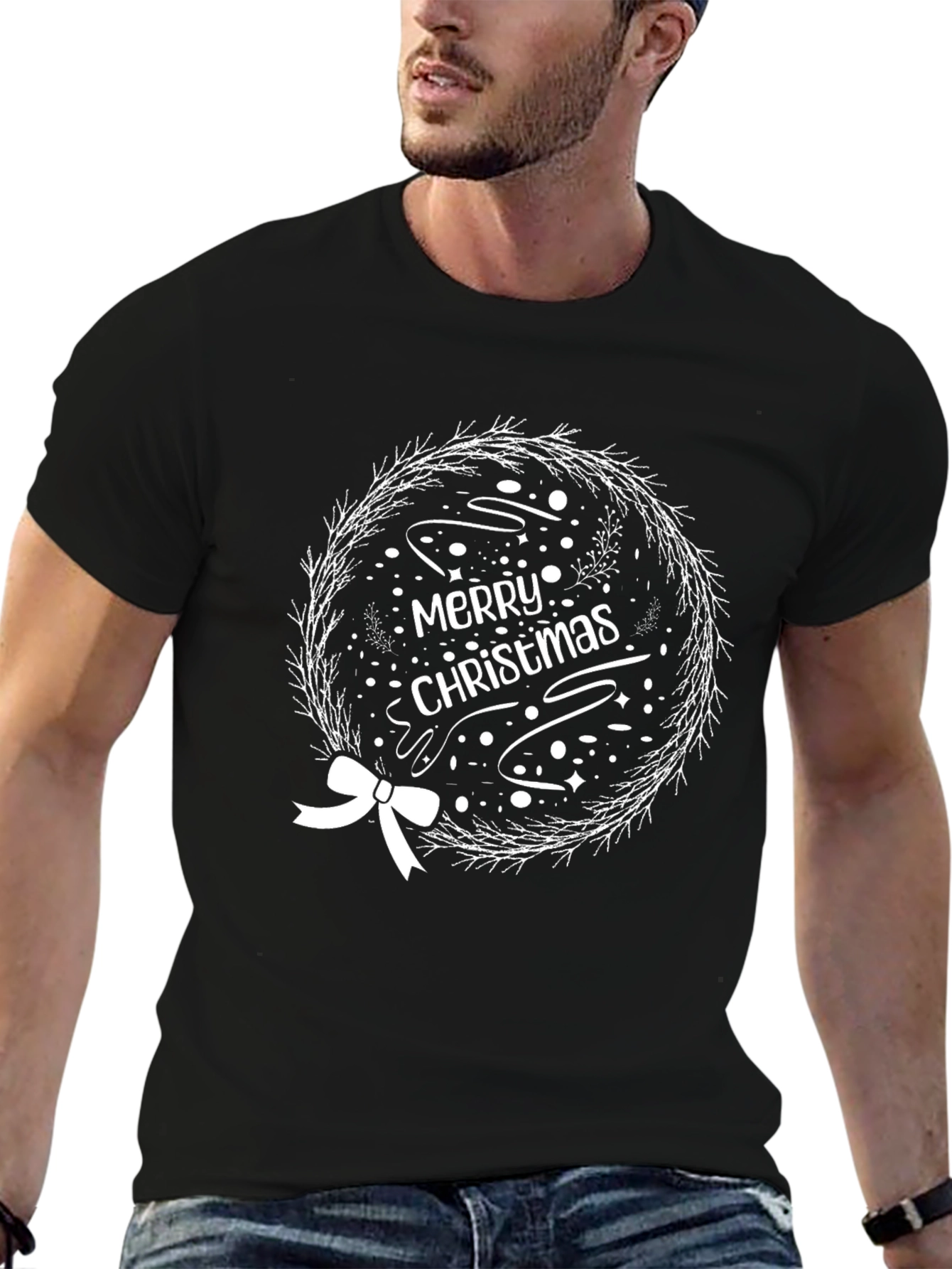 Merry Christmas Wreath Graphic Tee