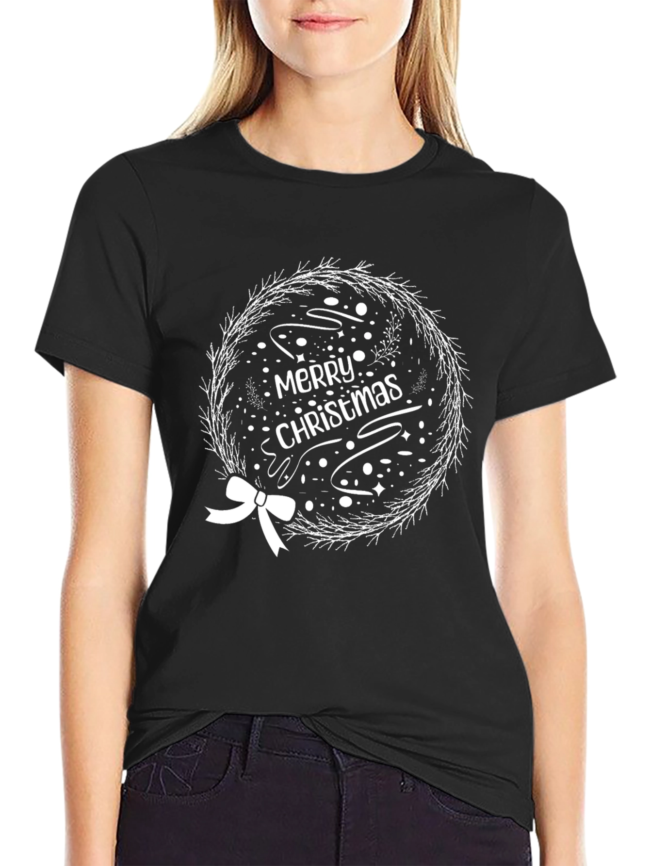 Merry Christmas Wreath Graphic Tee
