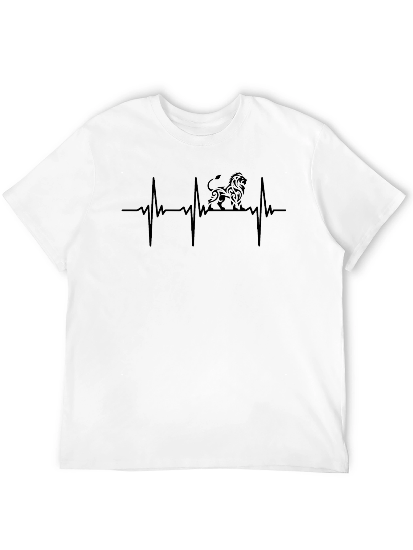 Lion Heartbeat Graphic Tee - Black Cotton Blend