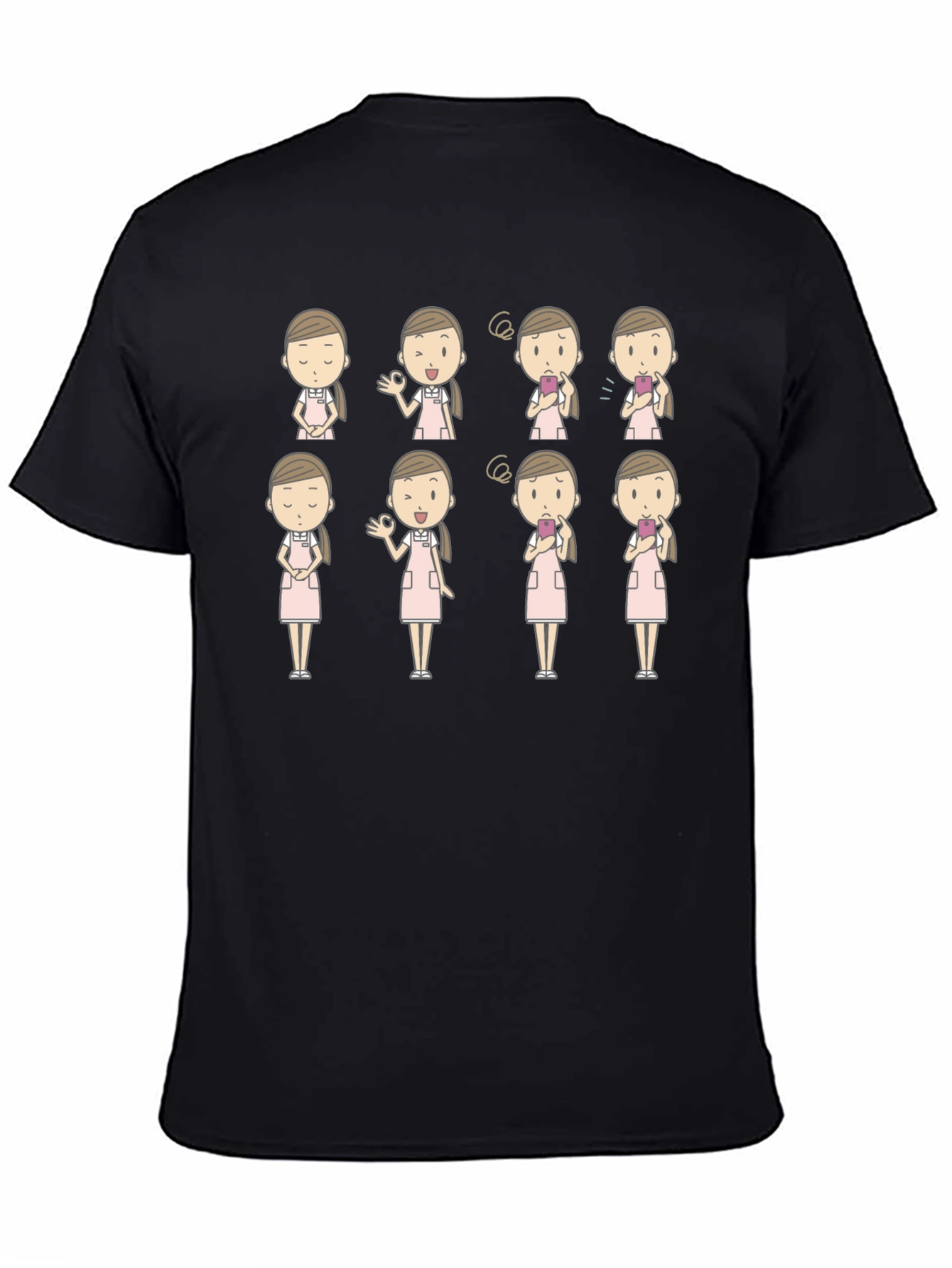 Cartoon Nurse T-Shirt - Black