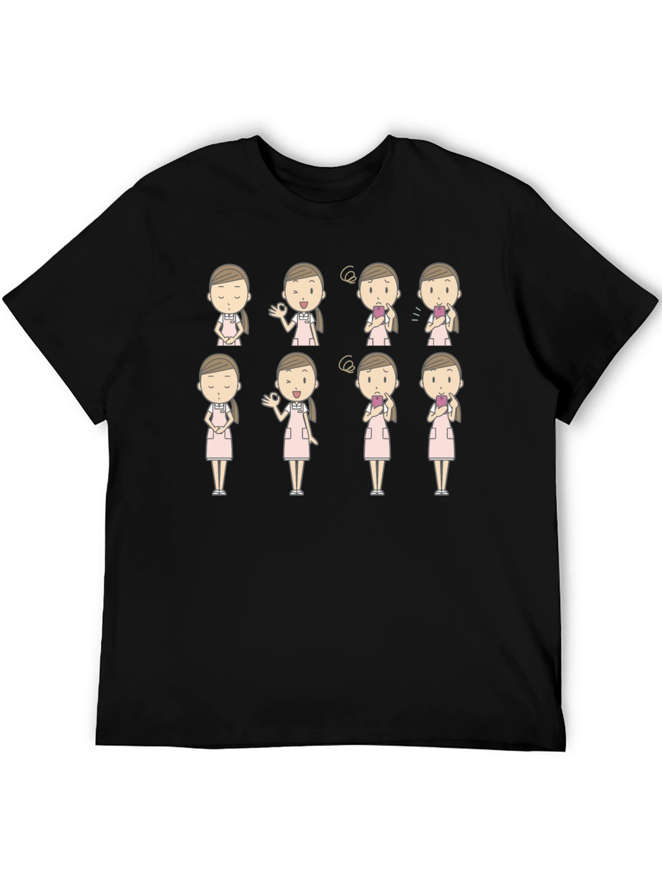 Cartoon Nurse T-Shirt - Black