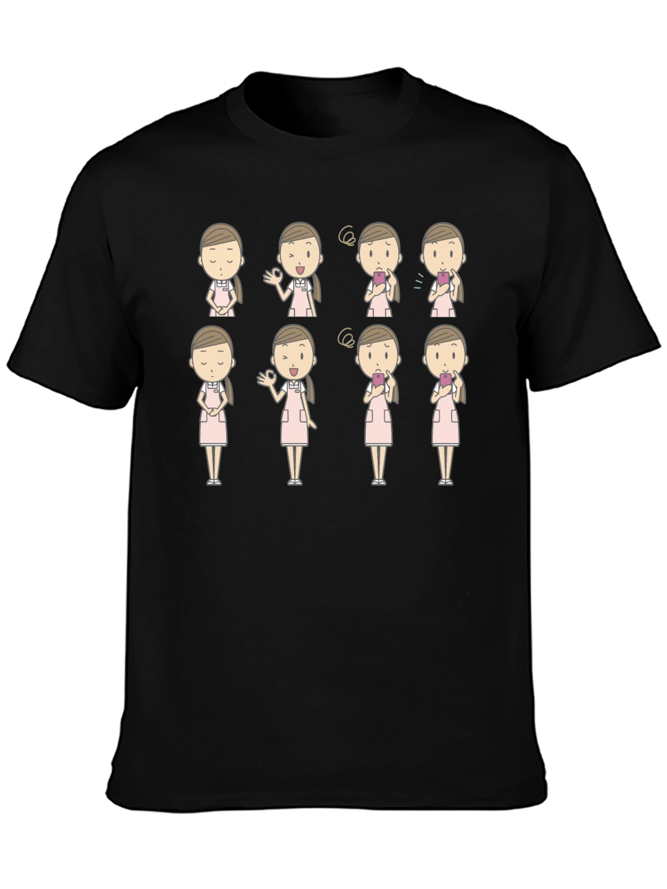 Cartoon Nurse T-Shirt - Black