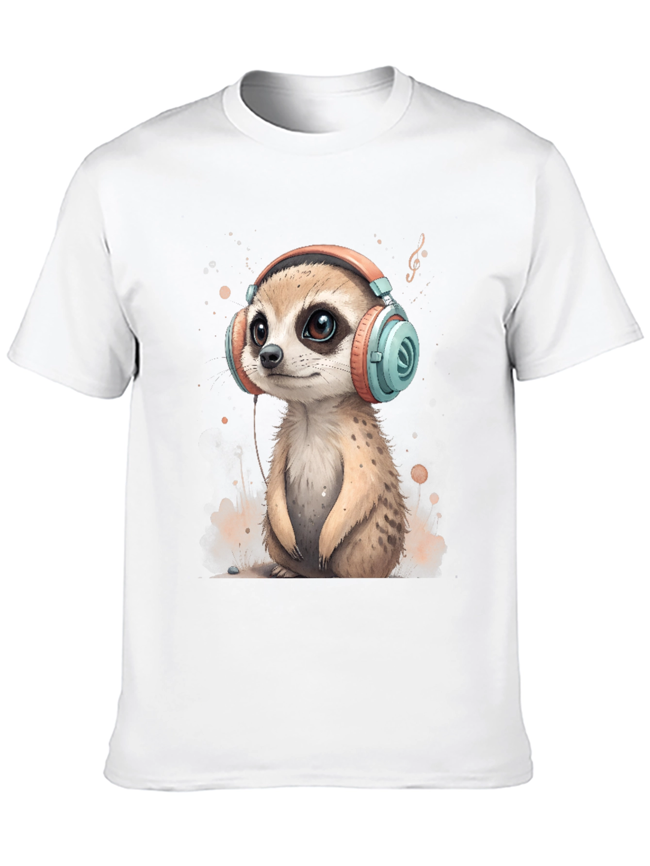 Meerkat in Headphones Graphic Tee - Cool & Cute