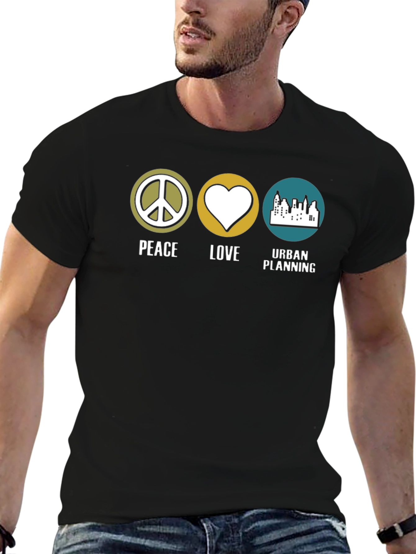 Peace Love Urban Planning Graphic Tee - Black