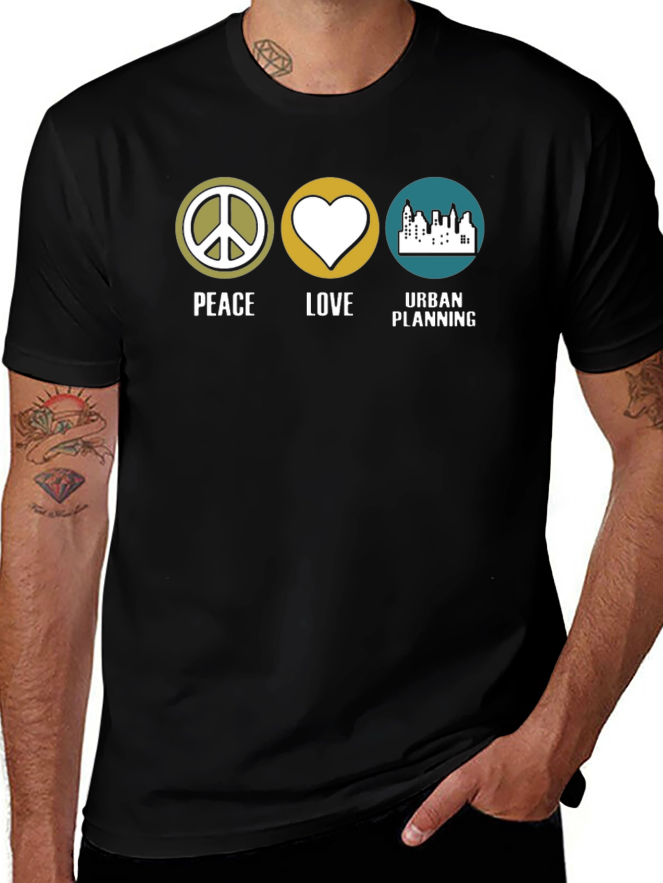 Peace Love Urban Planning Graphic Tee - Black