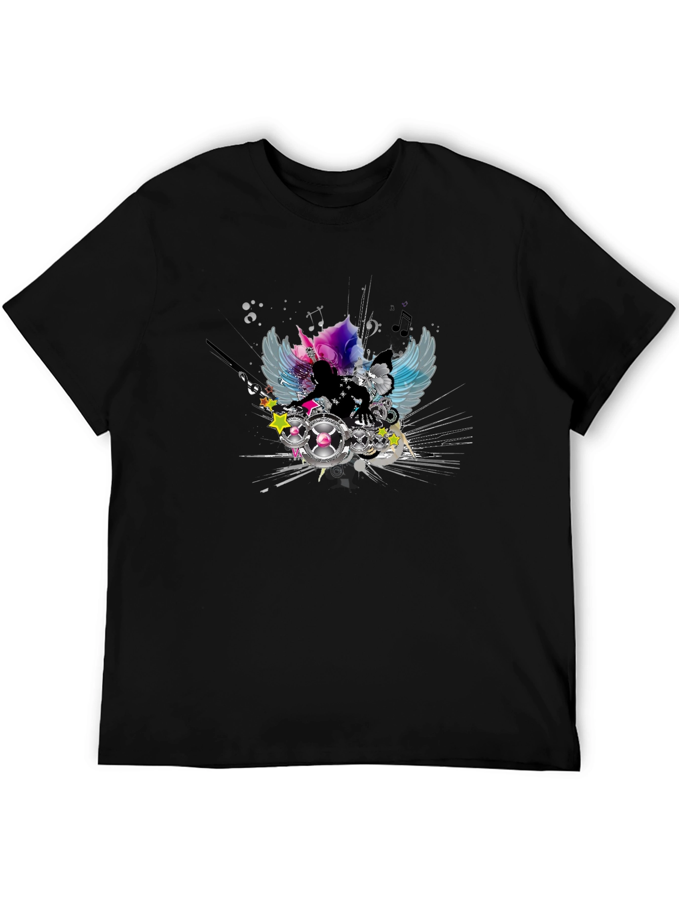 DJ Angel Graphic Black T-Shirt