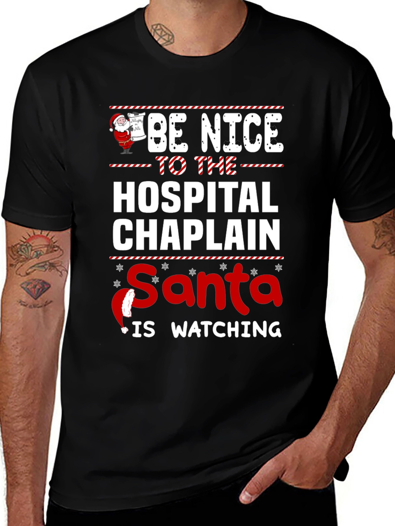 Be Nice to The Hospital Chaplain Santa Watching T-Shirt