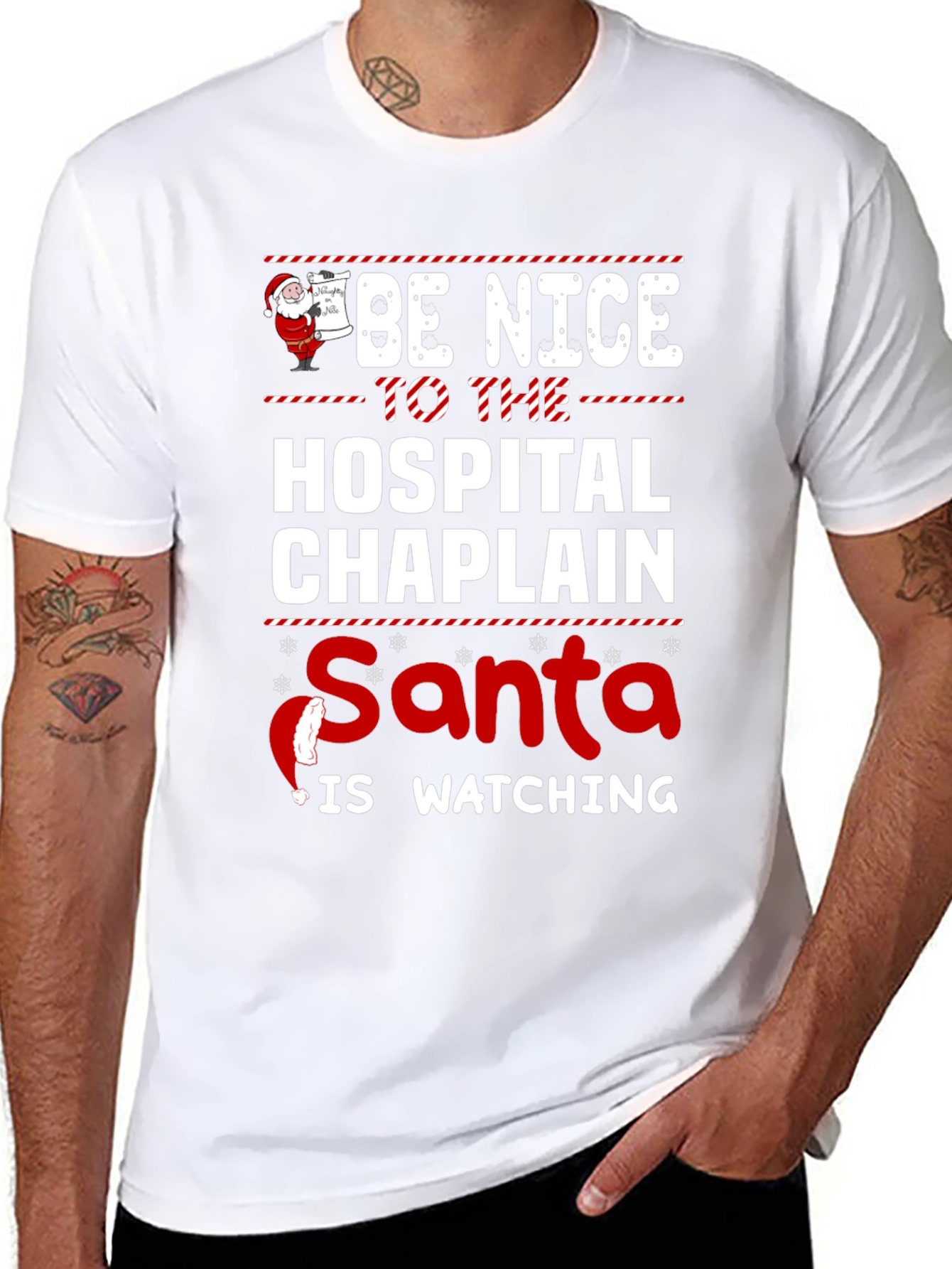 Be Nice to The Hospital Chaplain Santa Watching T-Shirt