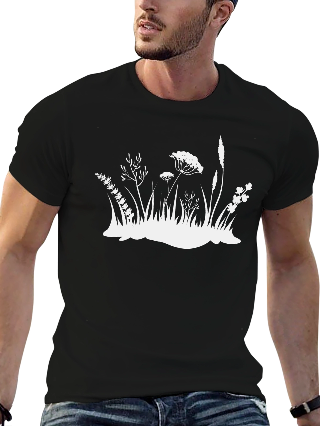 Floral Graphic Black T-Shirt - Nature Inspired Design