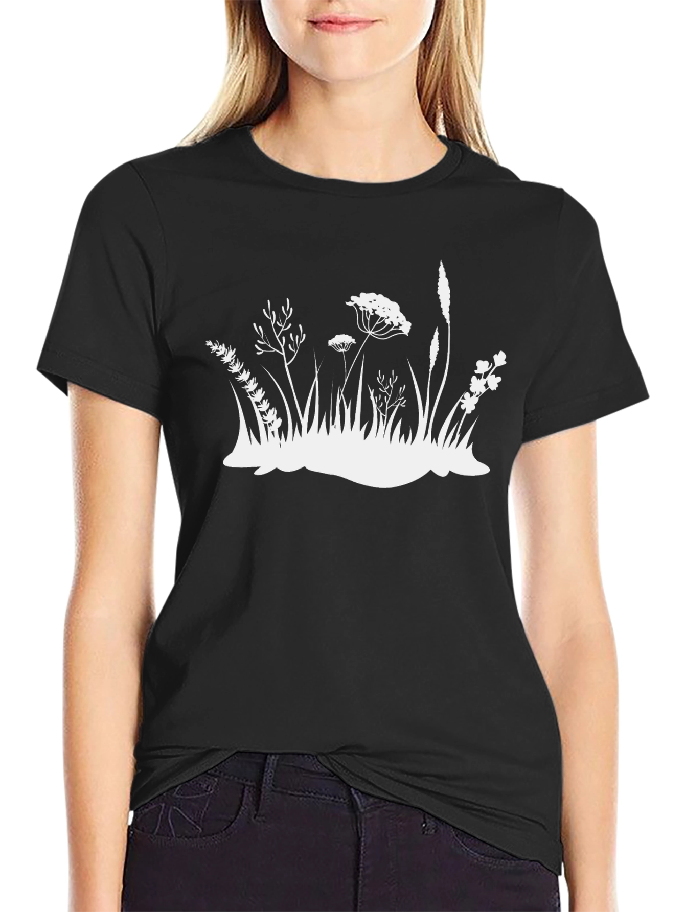 Floral Graphic Black T-Shirt - Nature Inspired Design