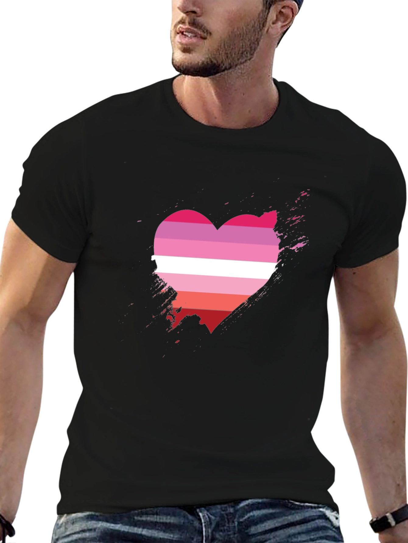 Lesbian Pride Heart T-Shirt - Grunge Graphic Tee