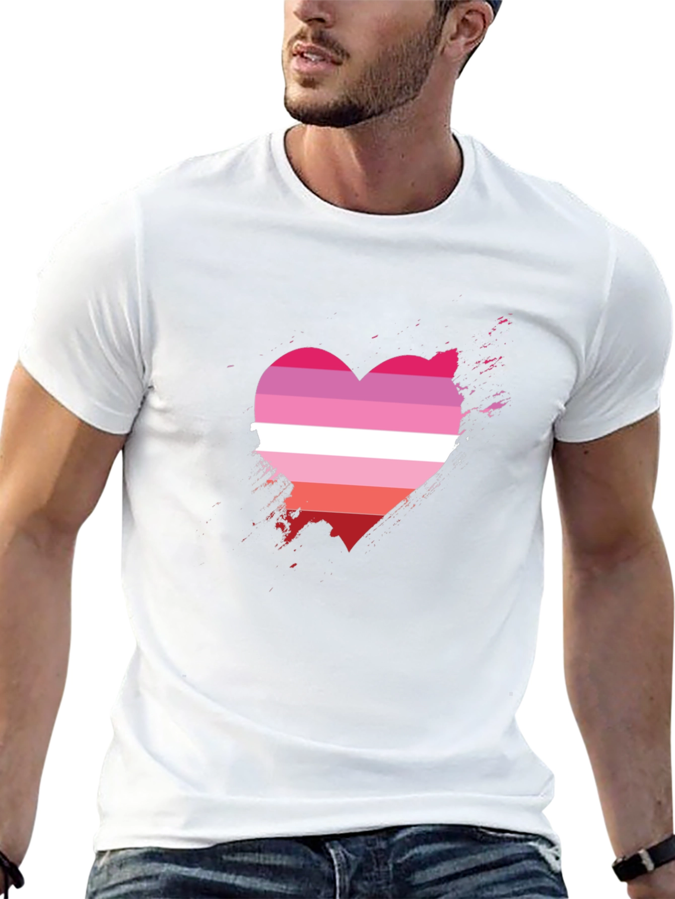 Lesbian Pride Heart T-Shirt - Grunge Graphic Tee