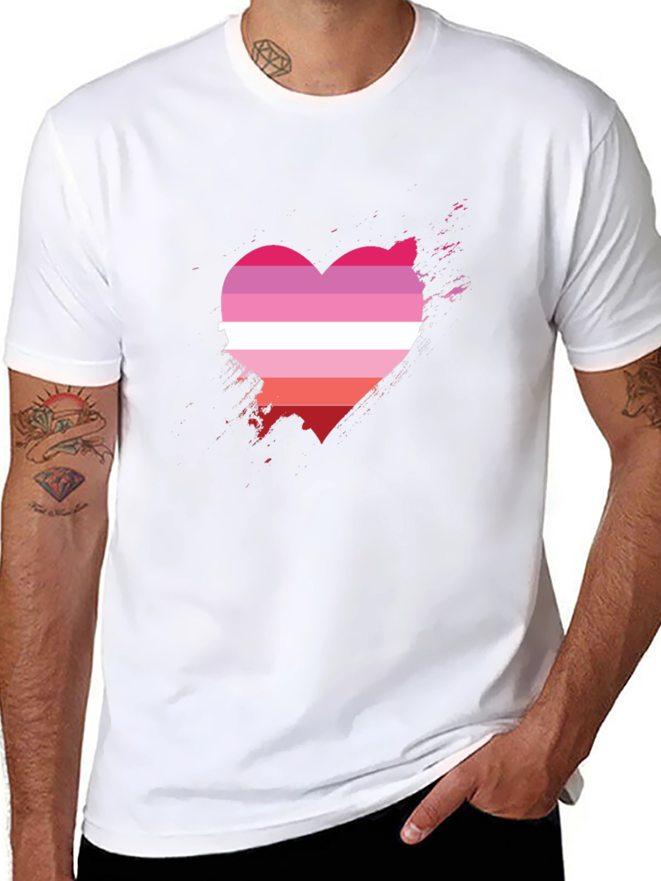 Lesbian Pride Heart T-Shirt - Grunge Graphic Tee
