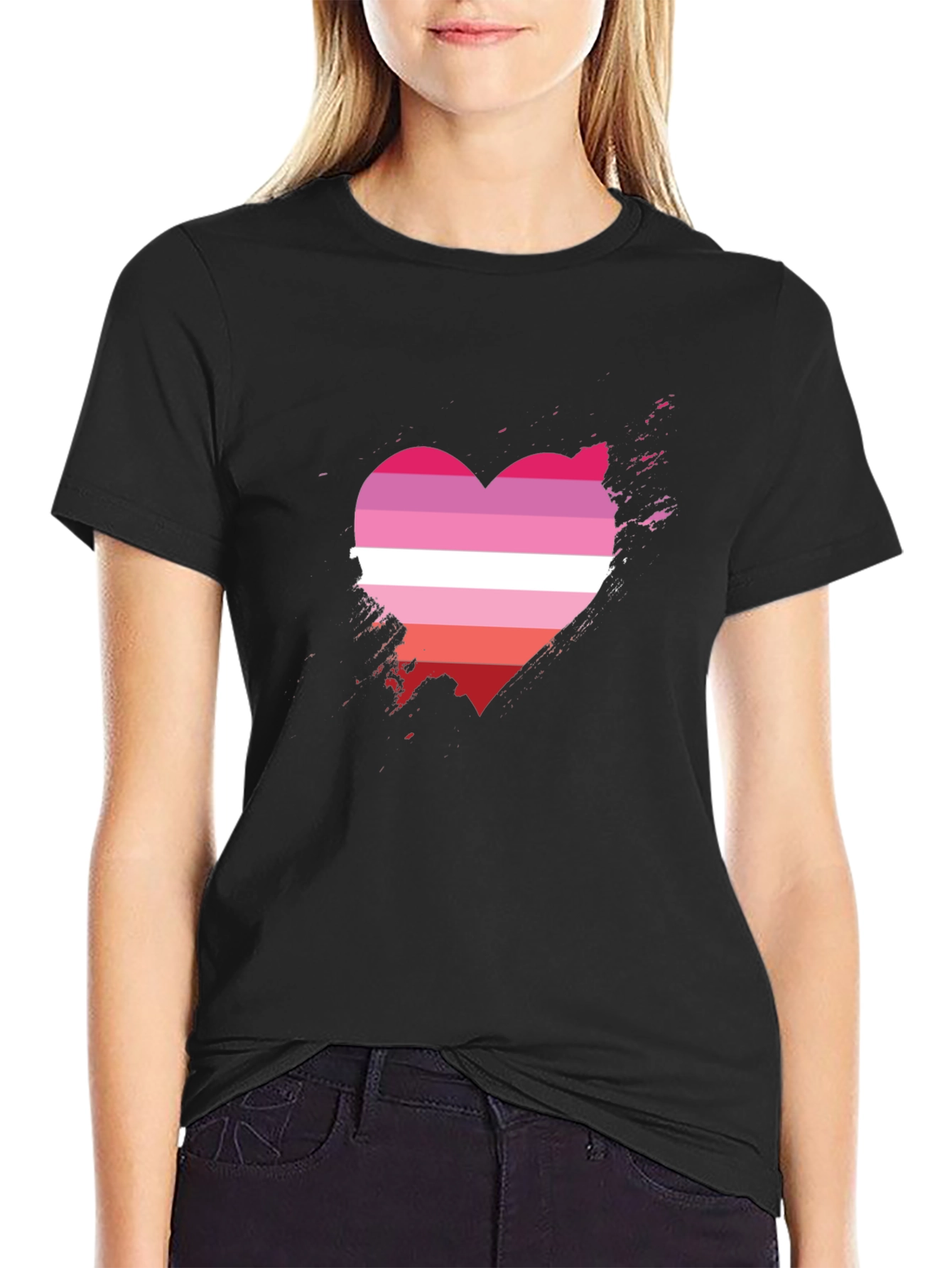 Lesbian Pride Heart T-Shirt - Grunge Graphic Tee