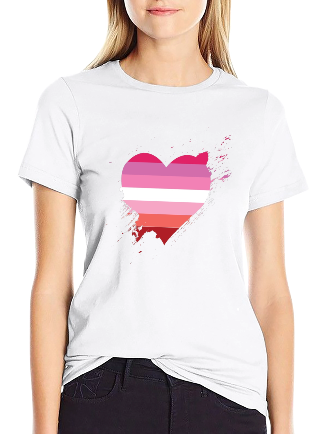 Lesbian Pride Heart T-Shirt - Grunge Graphic Tee
