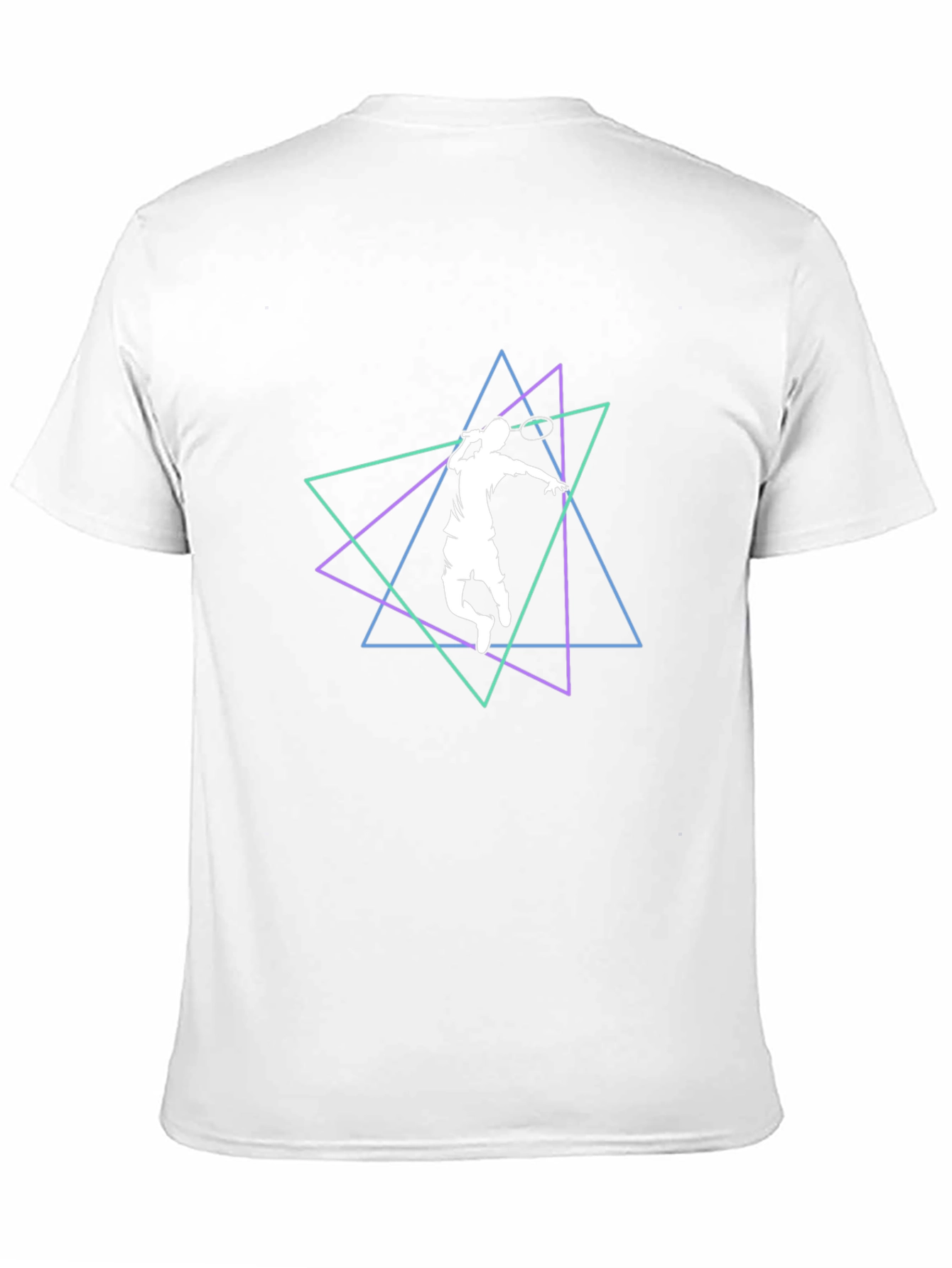Geometric Badminton Player Black T-Shirt