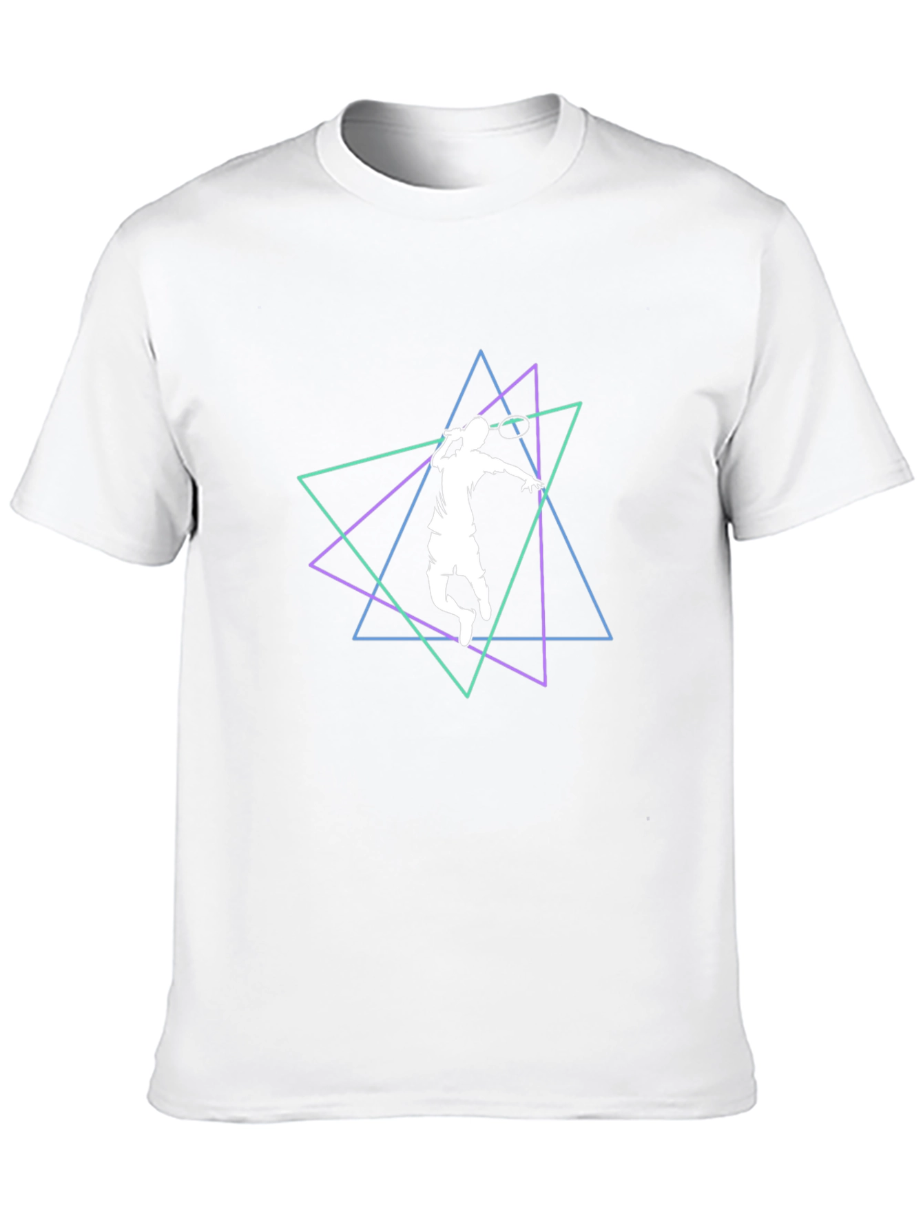 Geometric Badminton Player Black T-Shirt