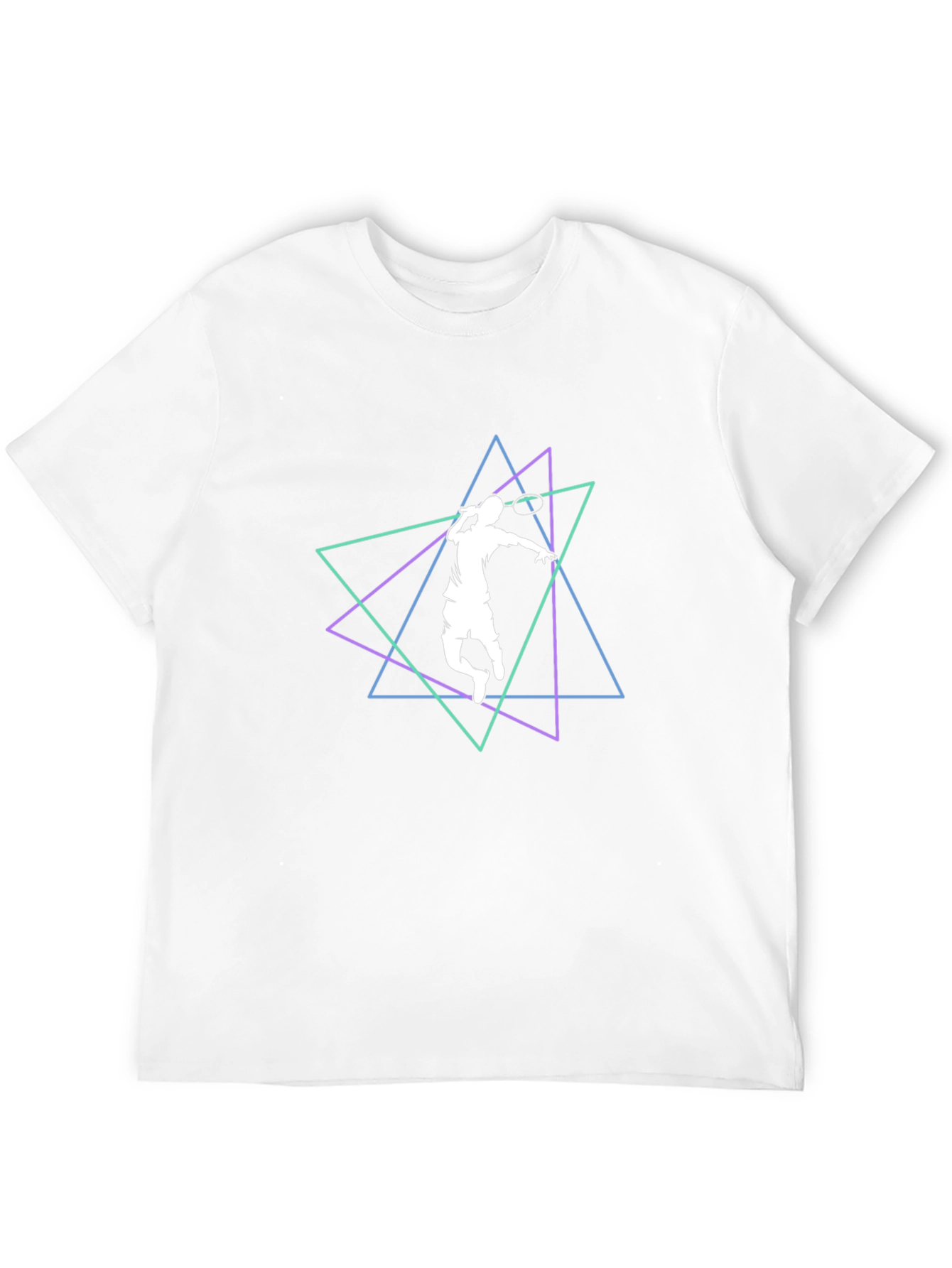 Geometric Badminton Player Black T-Shirt
