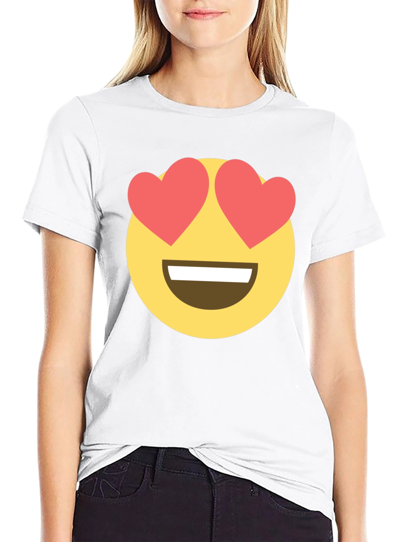 Emoji Love Eyes Black T-Shirt