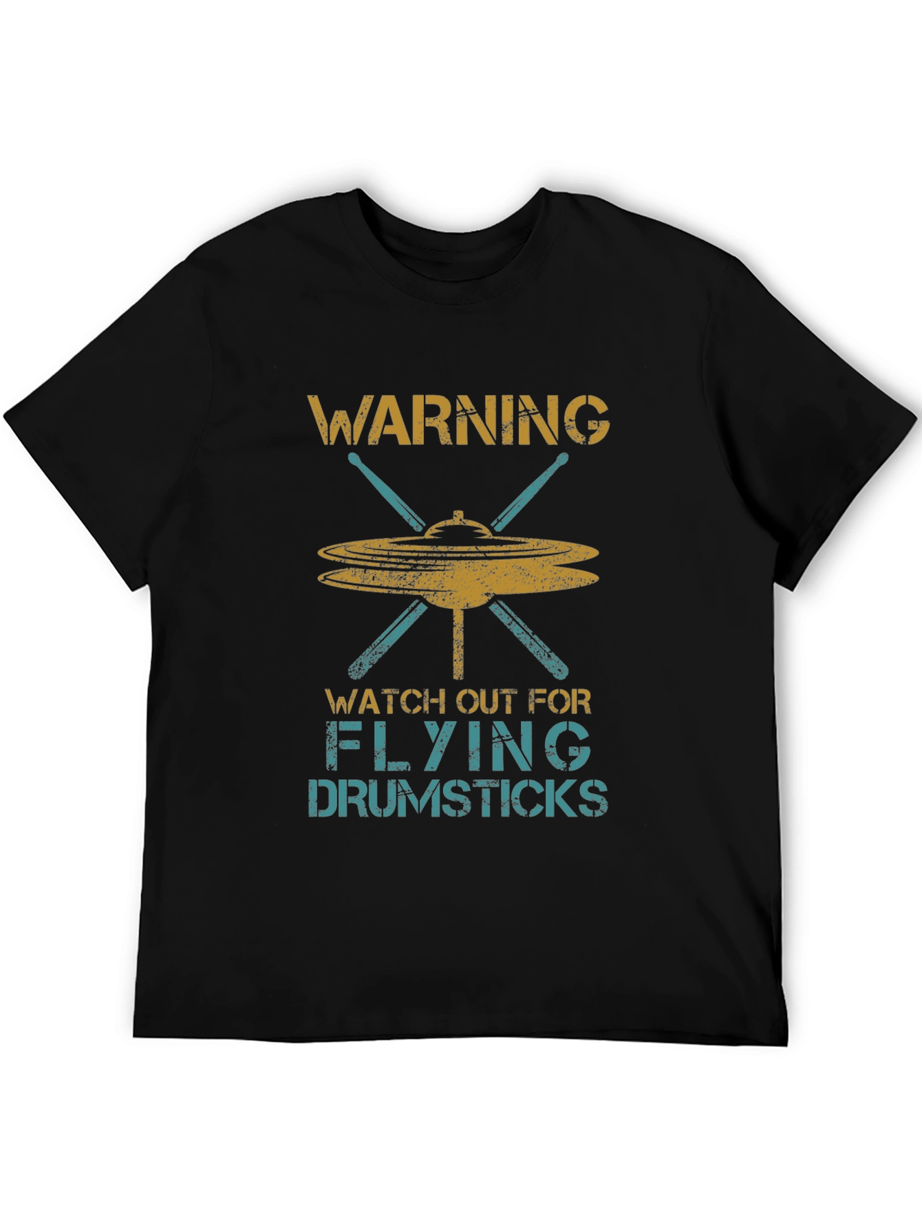 Warning Flying Drumsticks Graphic T-Shirt