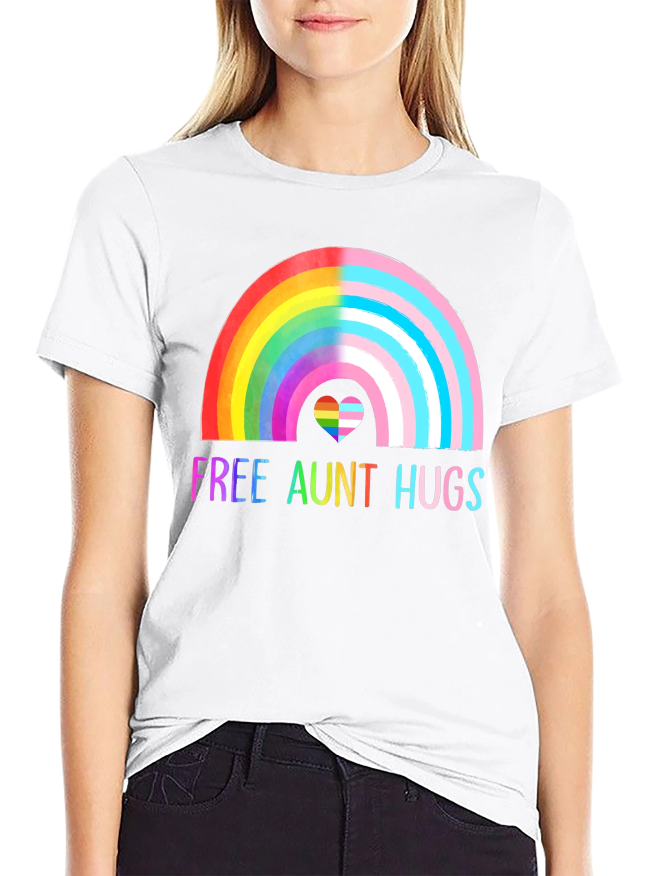 Free Aunt Hugs Pride T-Shirt LGBT Rainbow Tee