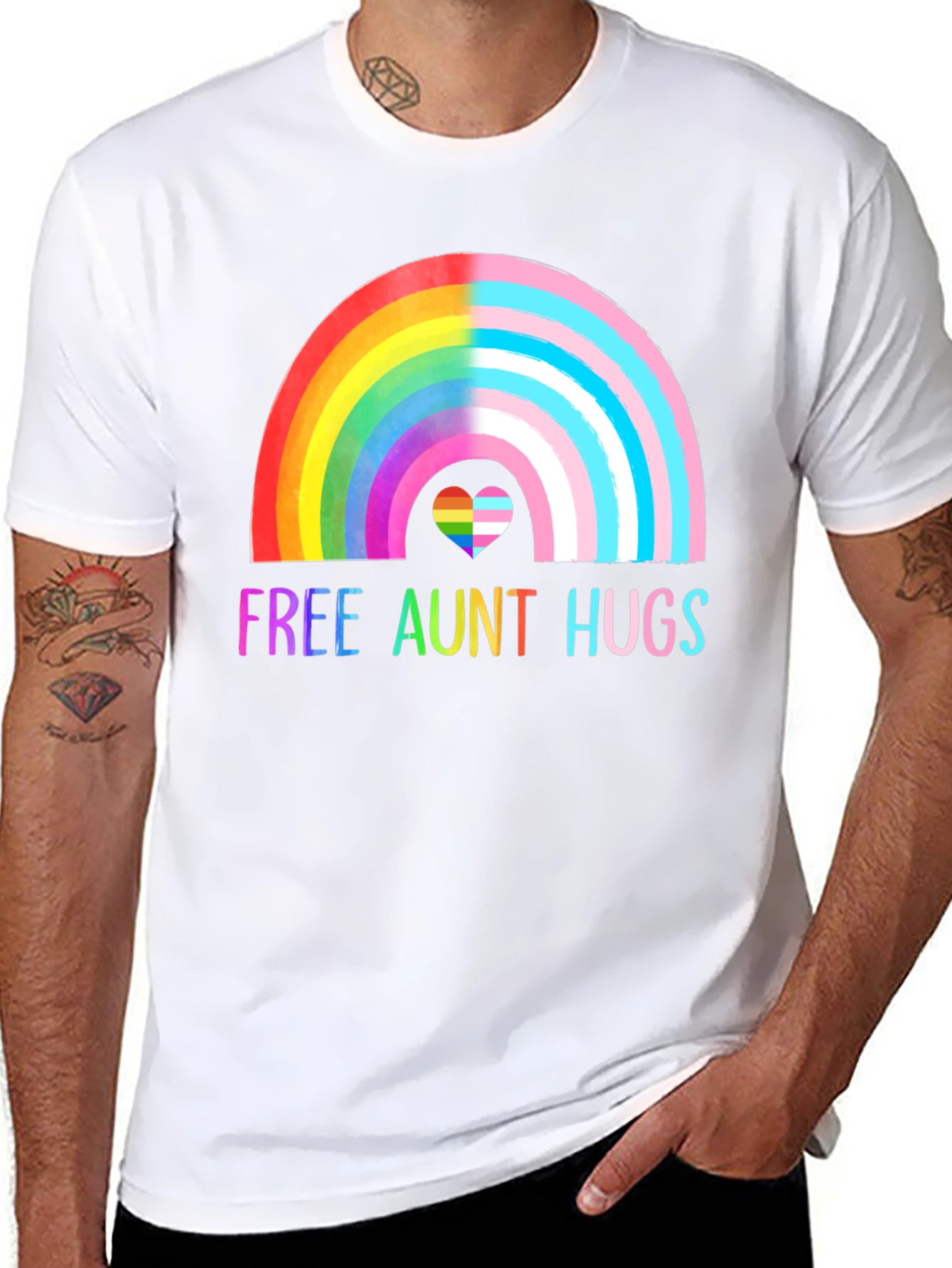 Free Aunt Hugs Pride T-Shirt LGBT Rainbow Tee