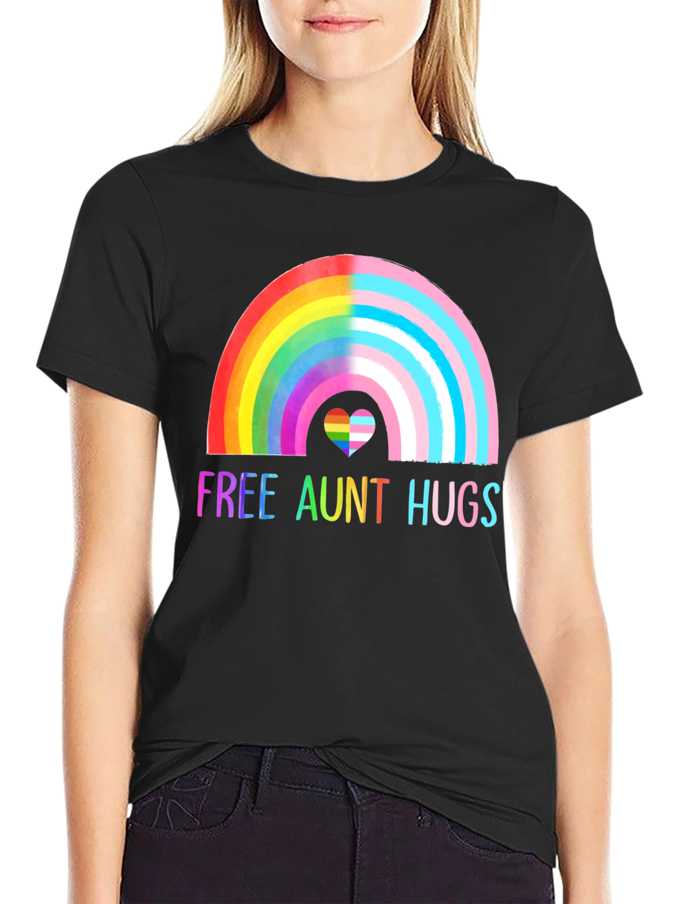 Free Aunt Hugs Pride T-Shirt LGBT Rainbow Tee