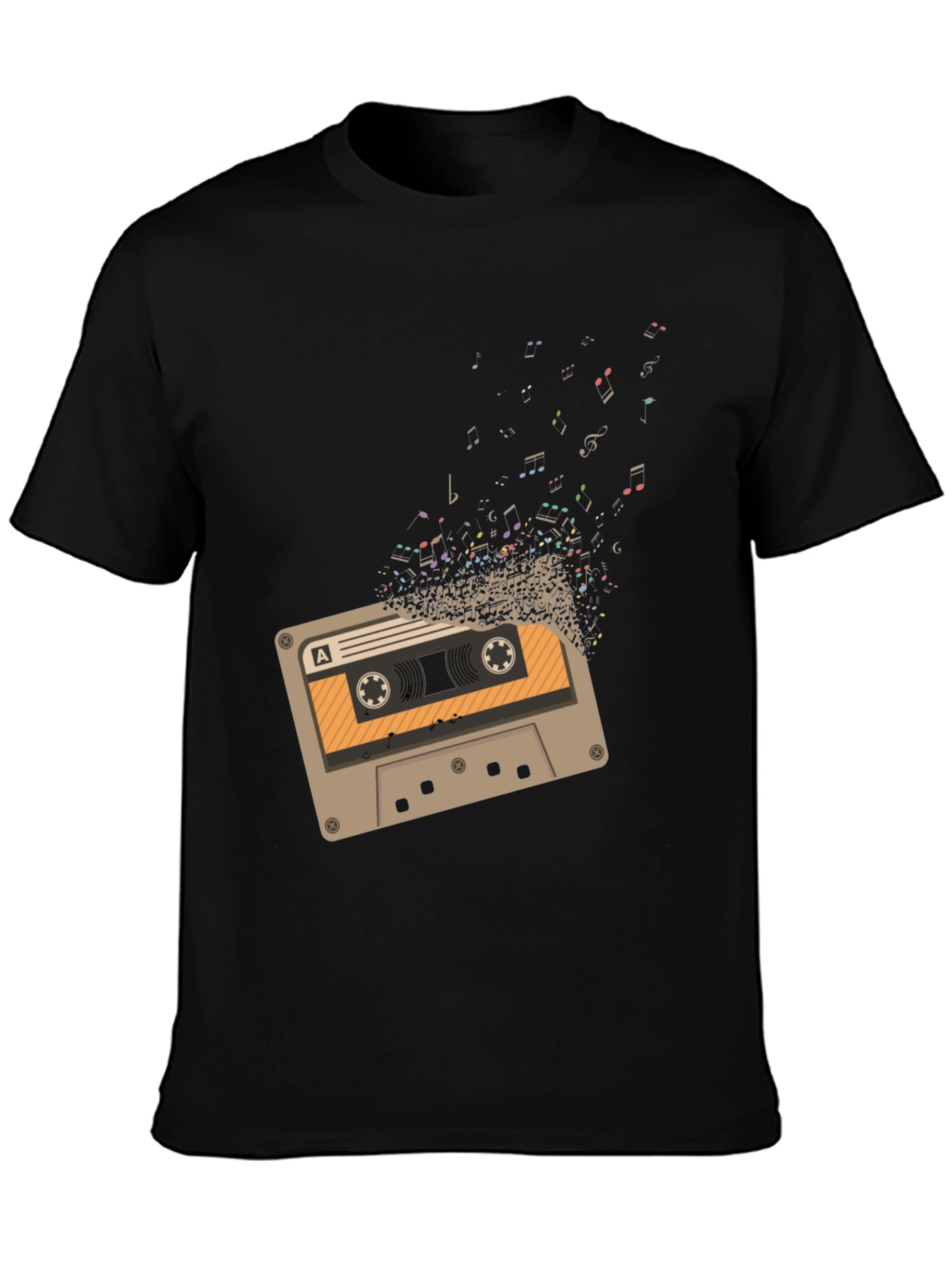 Retro Cassette Tape Music Notes Graphic Tee