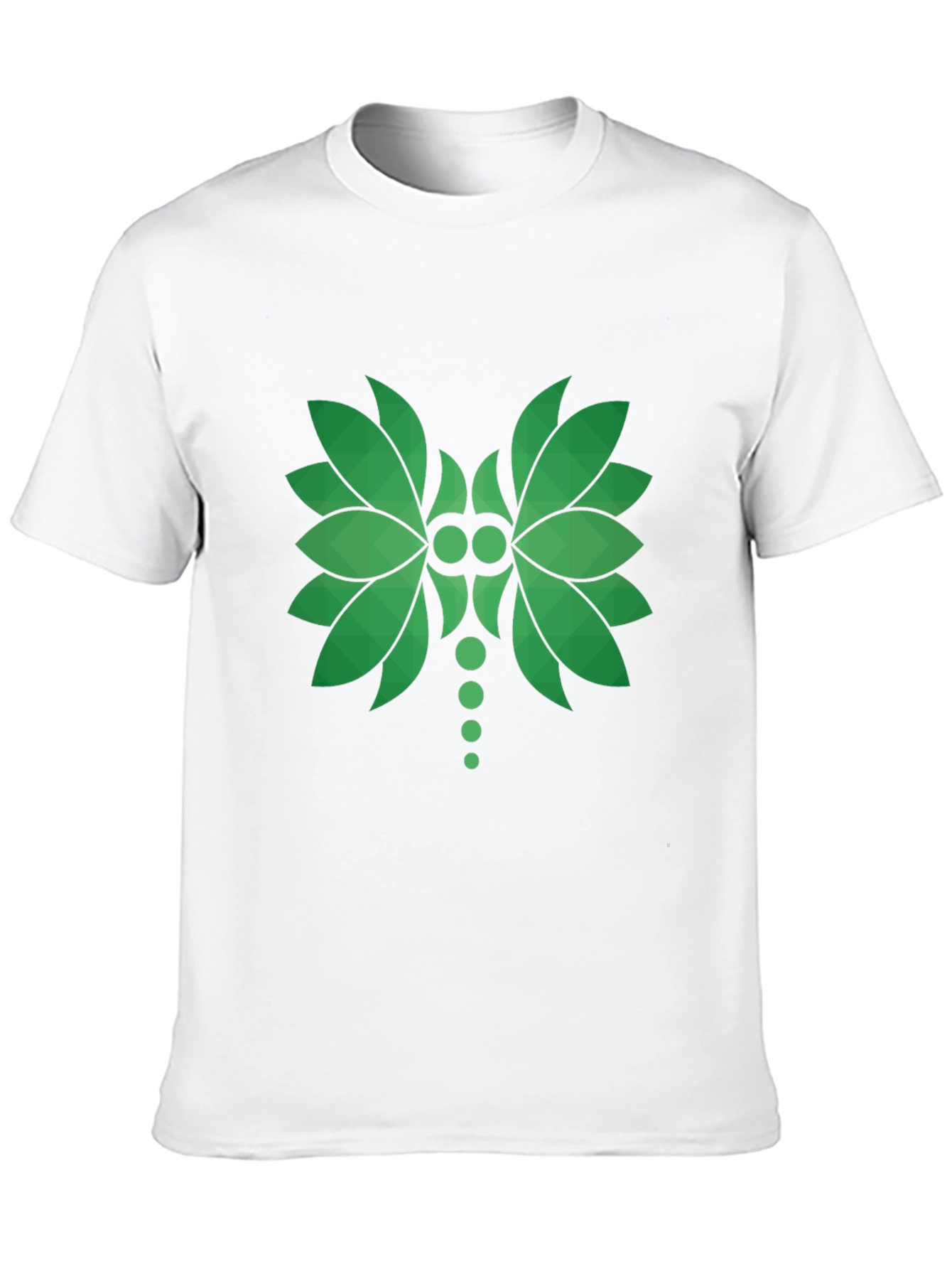 Green Leaf Geometric Graphic Black T-Shirt
